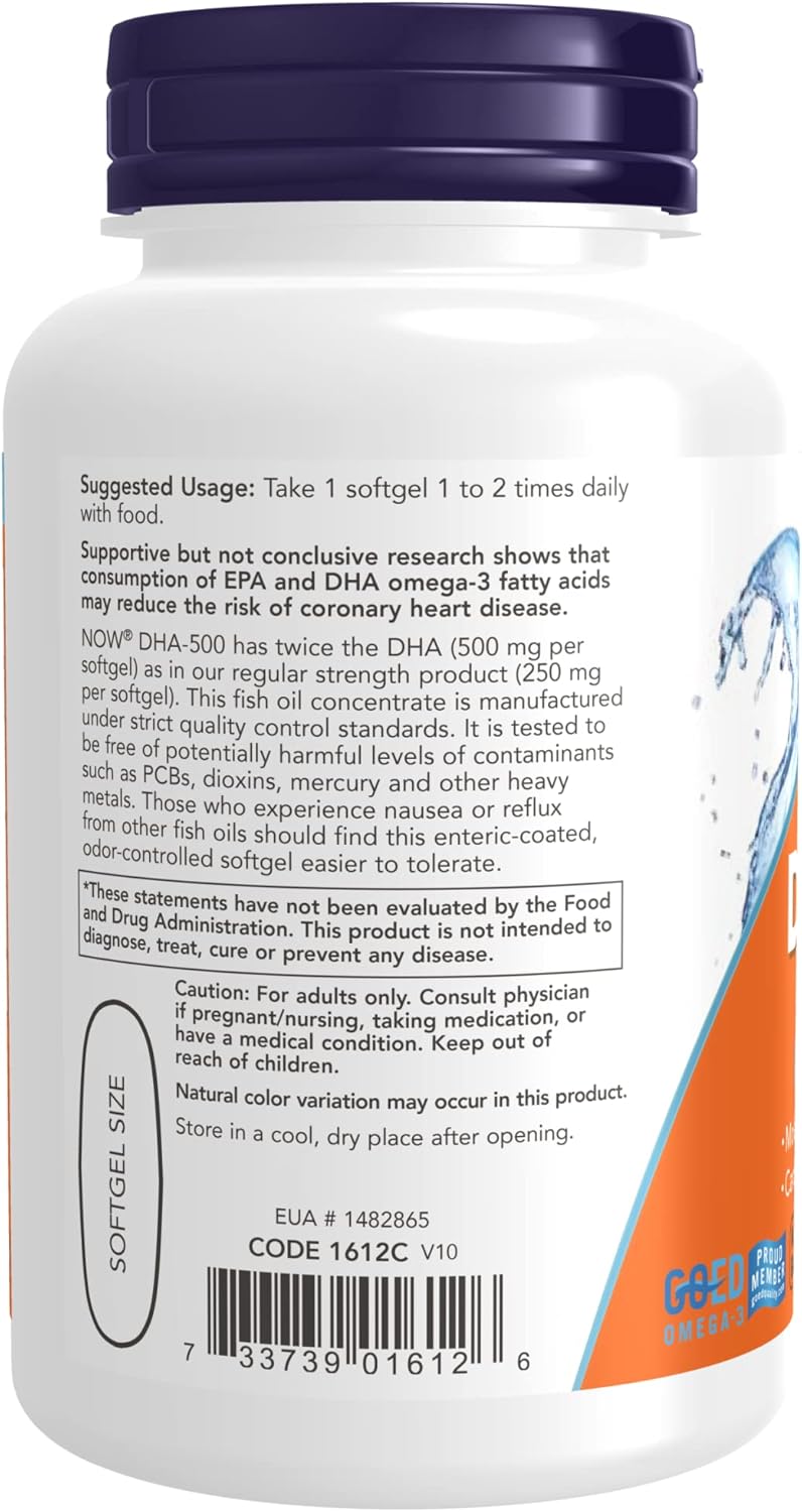 NOW Foods DHA-500, 90 Softgels (Pack of 2)