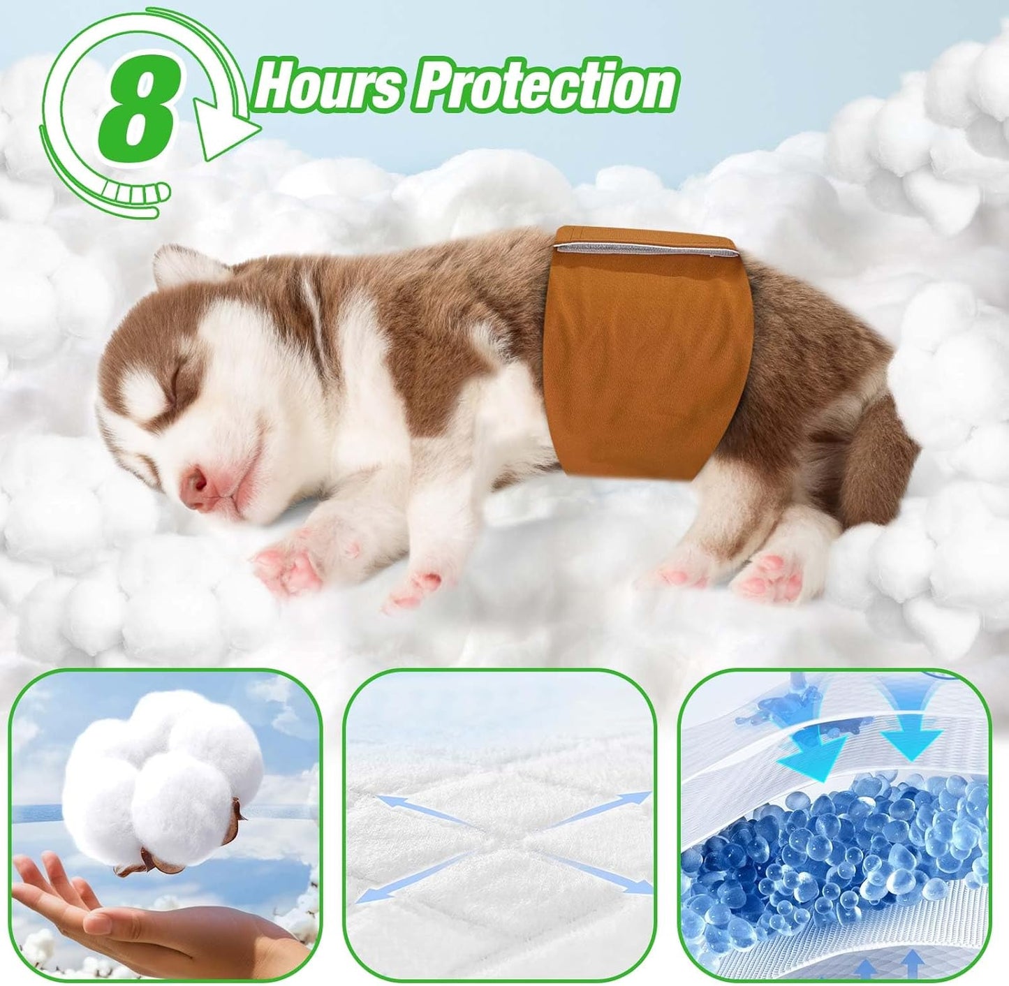 Dog Diaper Liners Booster Pads, 100ct Disposable Dog Diapers Inserts Male Female for Washable Doggie Belly Bands Wraps Covers Period Panties(Large)