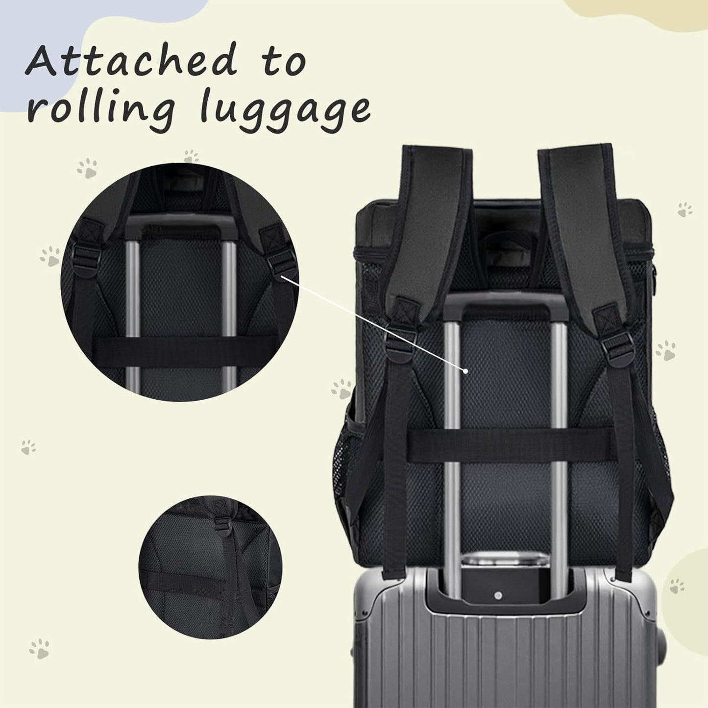 ANILD Dog Travel Backpack - Airline Approved Double-layer Pet Travel Bag Accessories with 2 Food Storage Bag and 2 Foldable Silicone Bowls for Hiking & Camping