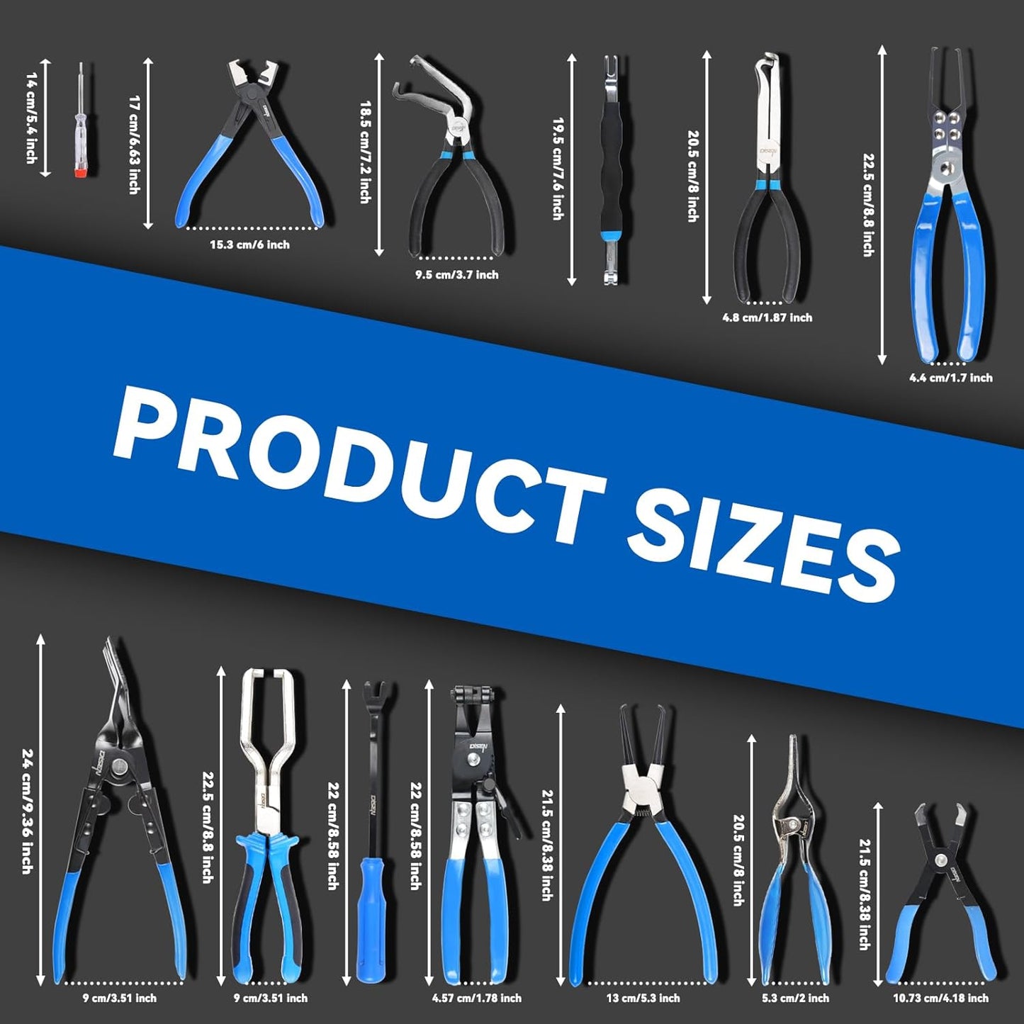 DISEN 13PCS Electrical Disconnect Pliers & Fuel Line Disconnect Tool Set, Automotive Electrical Terminal Connector Separator Removal Tool Kit with Storage Bags, Blue