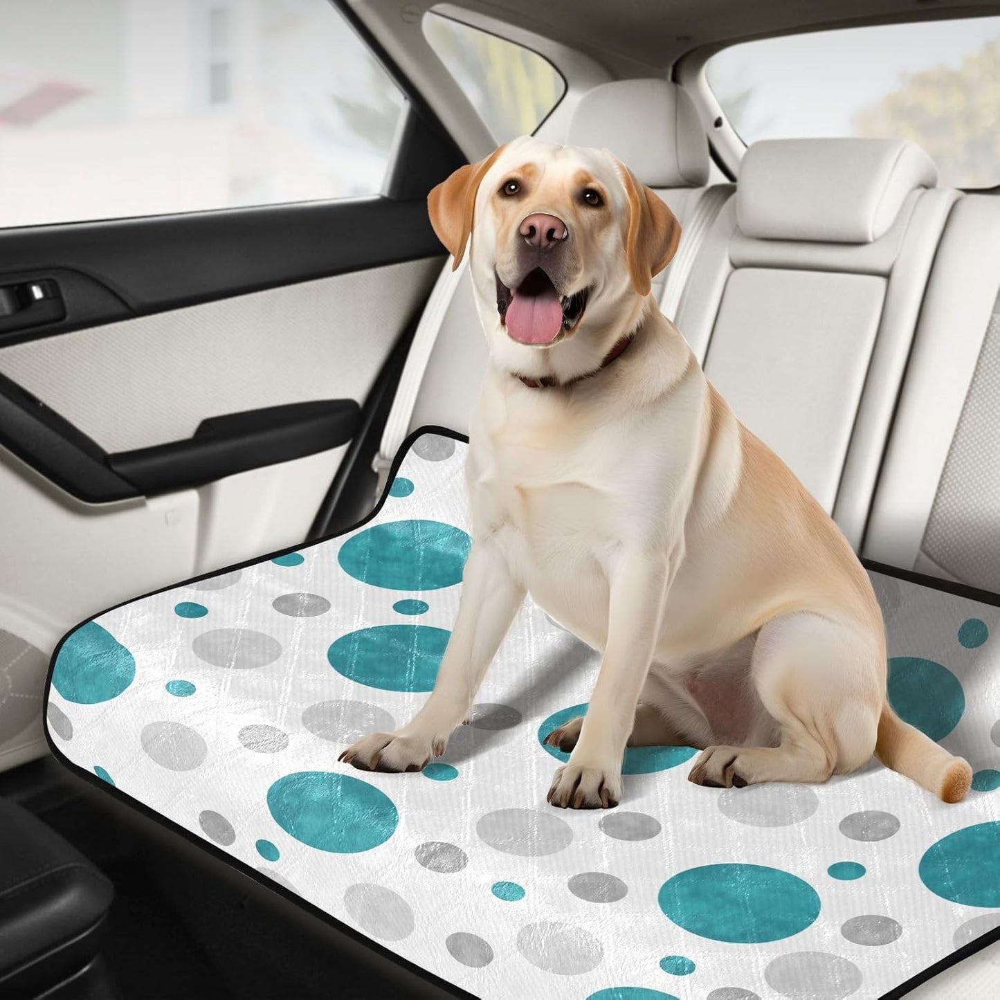 susiyo 3 Pcs Small Washable Pee Pads for Dogs Teal Gray and White Polka Dots Pattern Absorbent Reusable Puppy Training Pads
