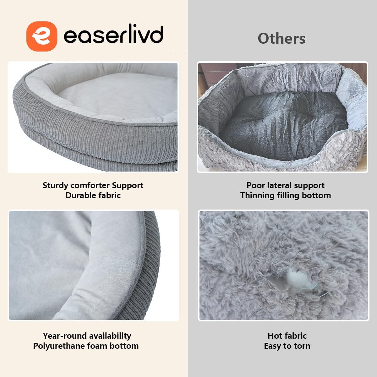 Washable Pet Dog Bed Extra Large,Memory Foam Calming Extra Large Dog Crate Beds Cushion for Large Breed Dogs Crate,Large Sized Dog Bed Indoor Crate Mat with Detachable Bottom and Bolster Cushion