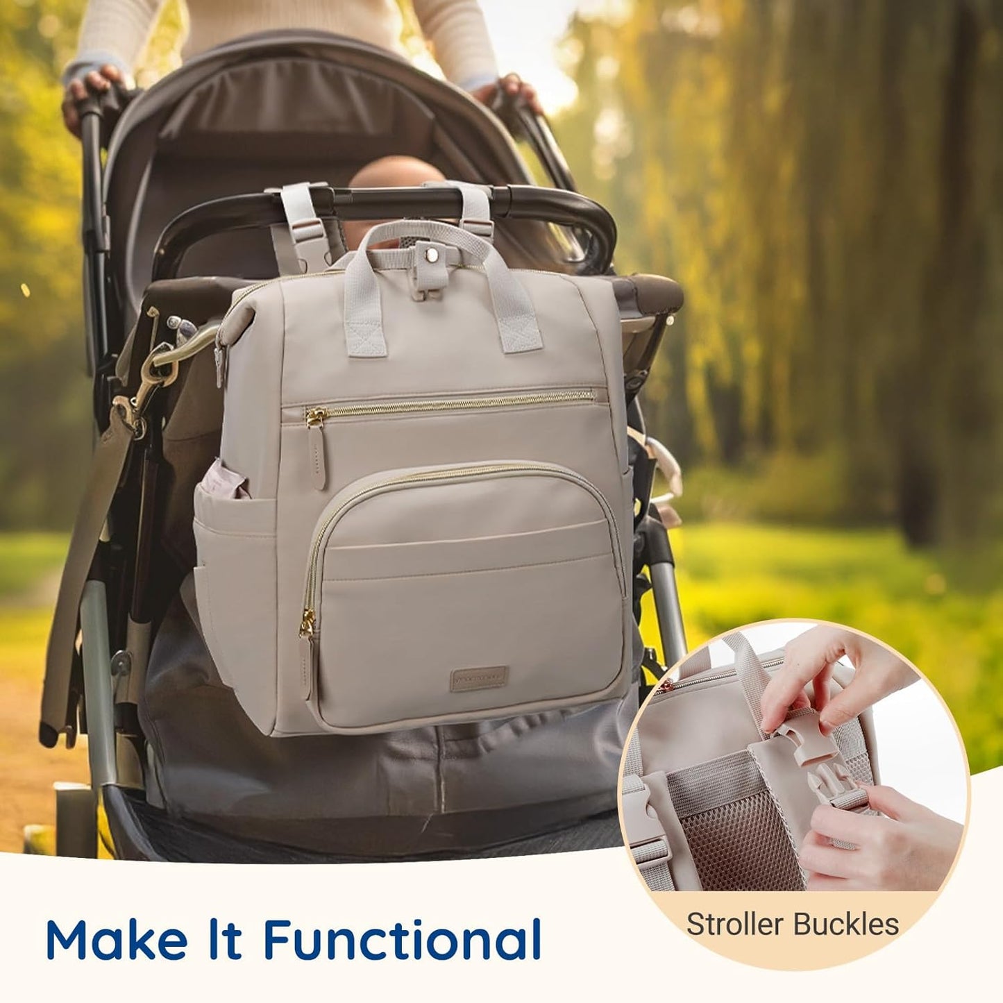 mommore Neoprene Diaper Bag Backpack Small Lightweight Baby Diaper Bags Water Resistant Diaper Backpack for Boys Girls Newborn with Changing Pad, Stroller Straps