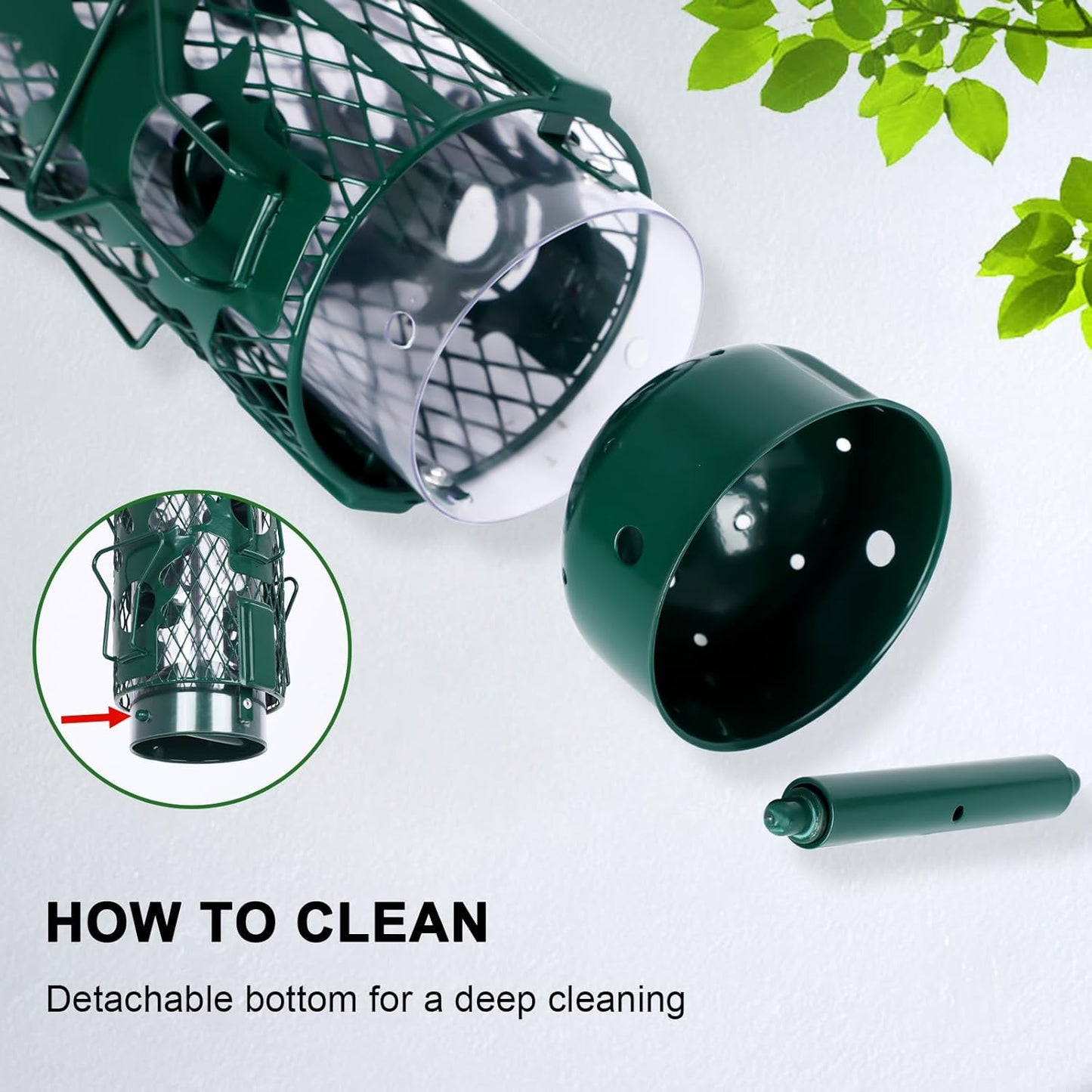 Squirrel Proof Bird Feeder for Outdoors Hanging, Metal Mesh Bird Feeder for Outsides with Gravity Protection for Small Birds, Weatherproof and Durable, Green