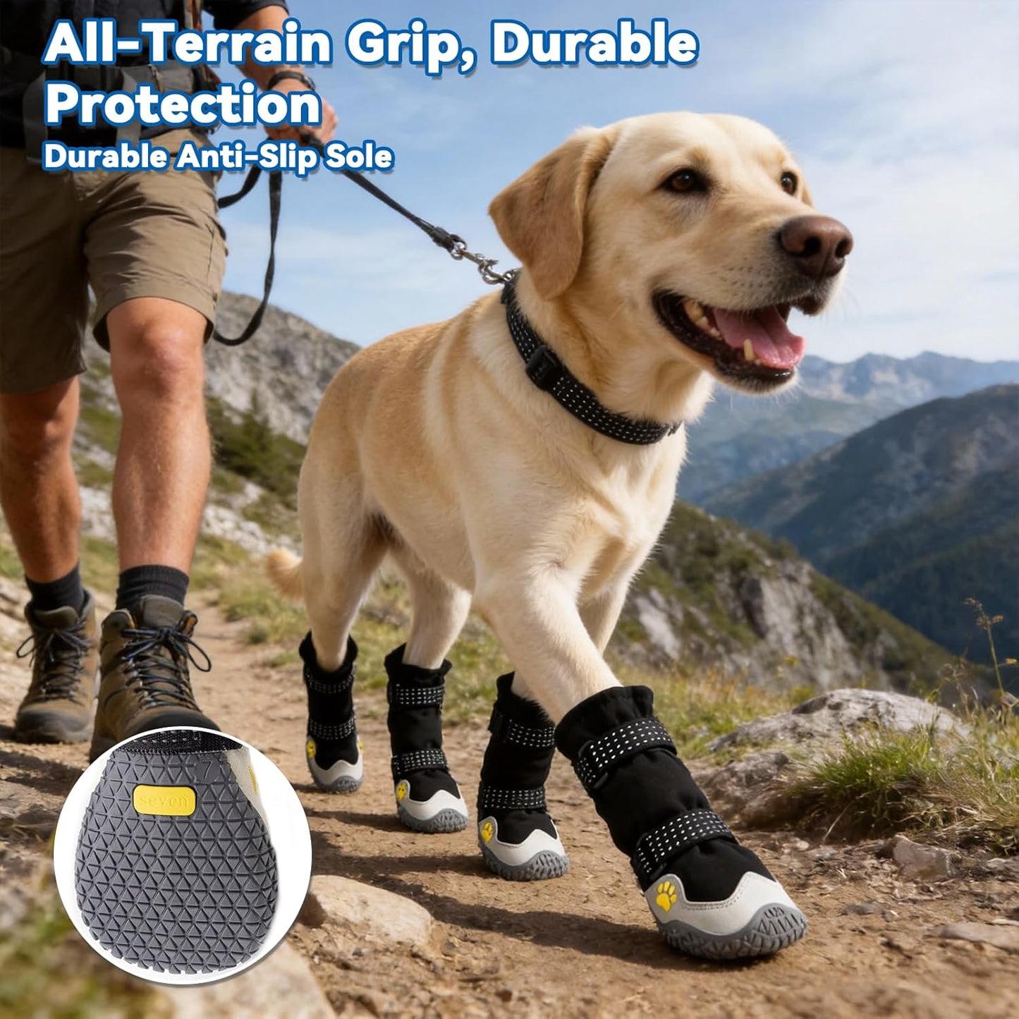 Dog Boots for Winter Snowy Day Water-Resistant Dog Shoes for Small Medium Large Dogs Paw Protectors for Outdoor Hiking Walking (Black, 1# (Width 1.6inch) for 14-23lbs)