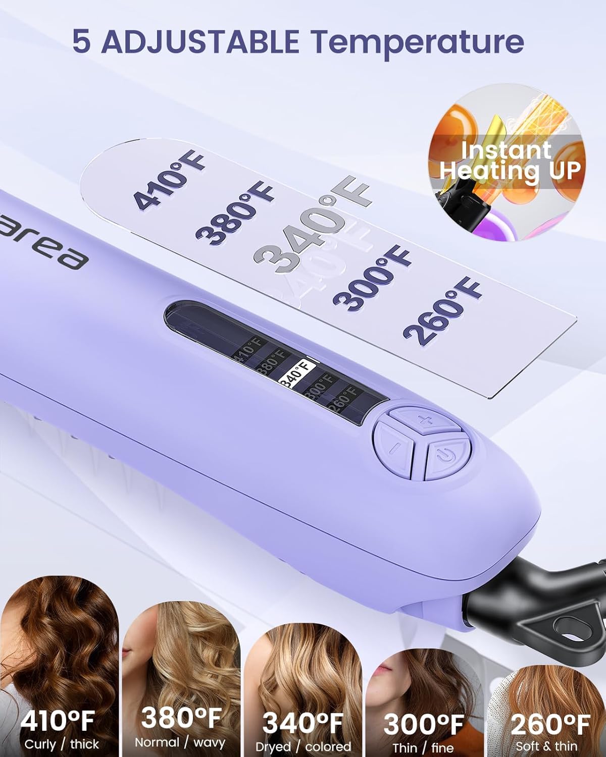 Rotating Curling Iron Set for Long Hair, Automatic Curling Wand Easy to Use Get Beach Waves 3 Interchangeable Ceramic Barrels 0.75" 1" 1.25", 5 Heat Settings up to 430°F, Dual Voltage