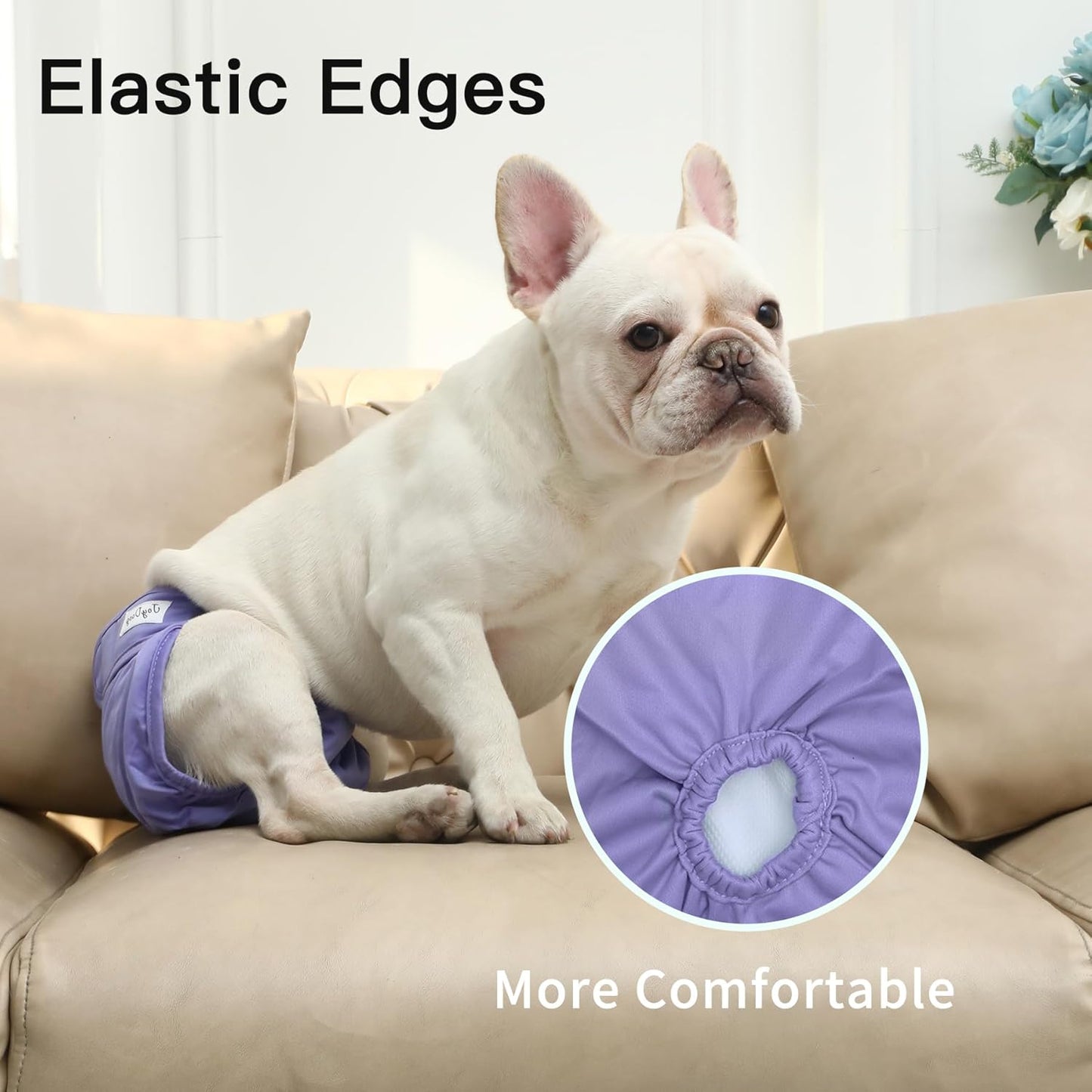 Female Dog Diapers for Small Dogs,4 Pack Reusable Washable Premium Puppy Diapers for Heat,Incontinence,Period Doggy Nappies,S