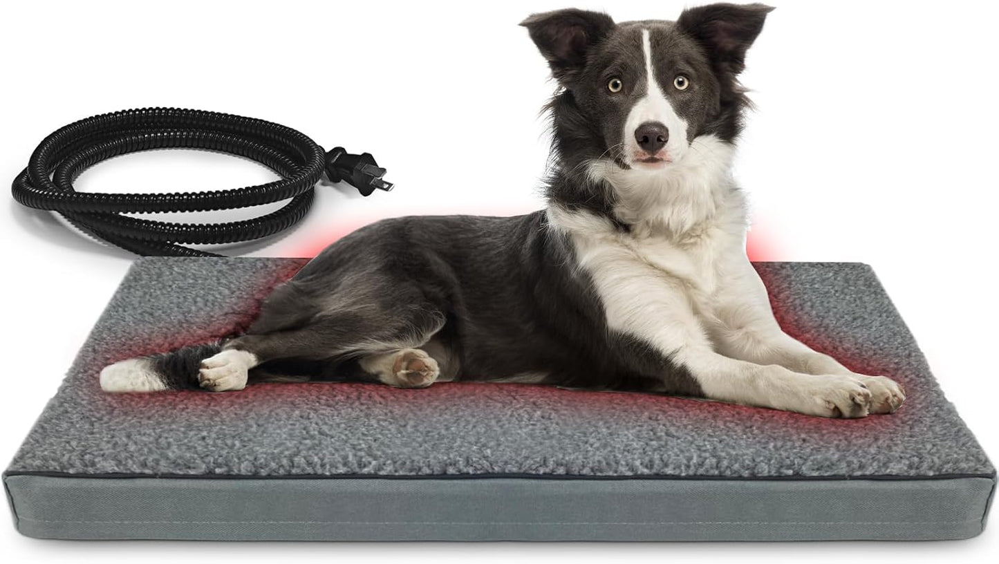Heated Pet Beds for Indoor/Outdoor Cat & Dog Orthopedic Foam Warming Cat Beds Auto Temperature Control, Washable Cover with Waterproof Liner Thermo Kitty Electric Heating Bed