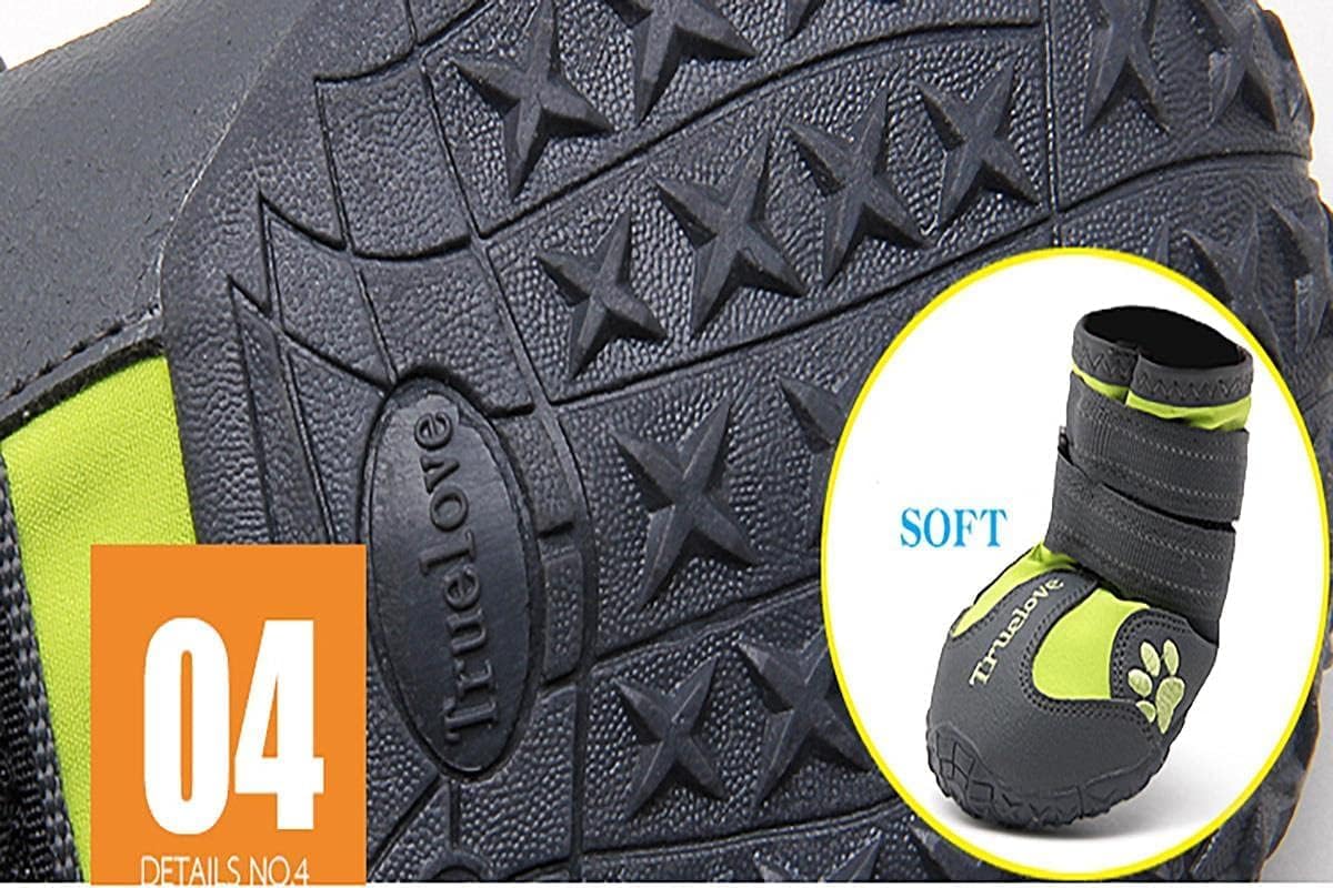 TRUE LOVE Dog Shoes Waterproof Anti-Slip Rain Boots with Reflective TLS3961(Black, 1#)