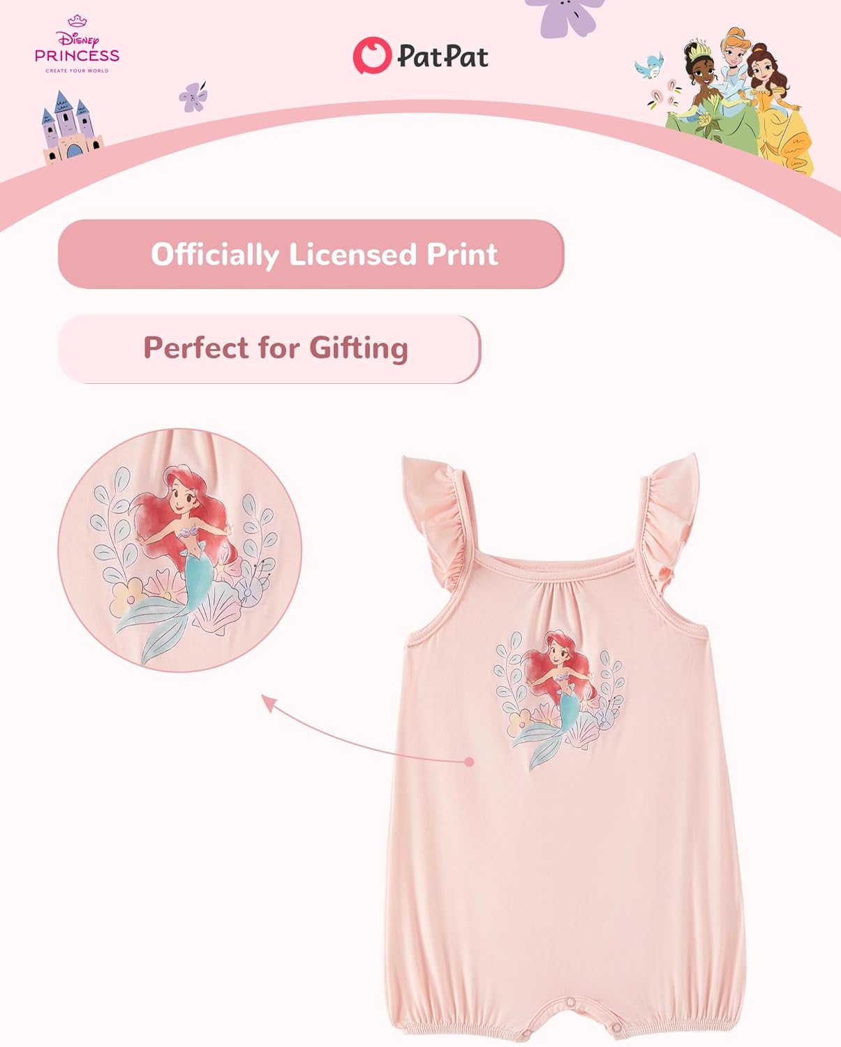 Disney Baby Girls Viscose Made from Bamboo 2 Packs Breathable Bodysuit with Ruffle Sleeves Romper Newborn to Infant