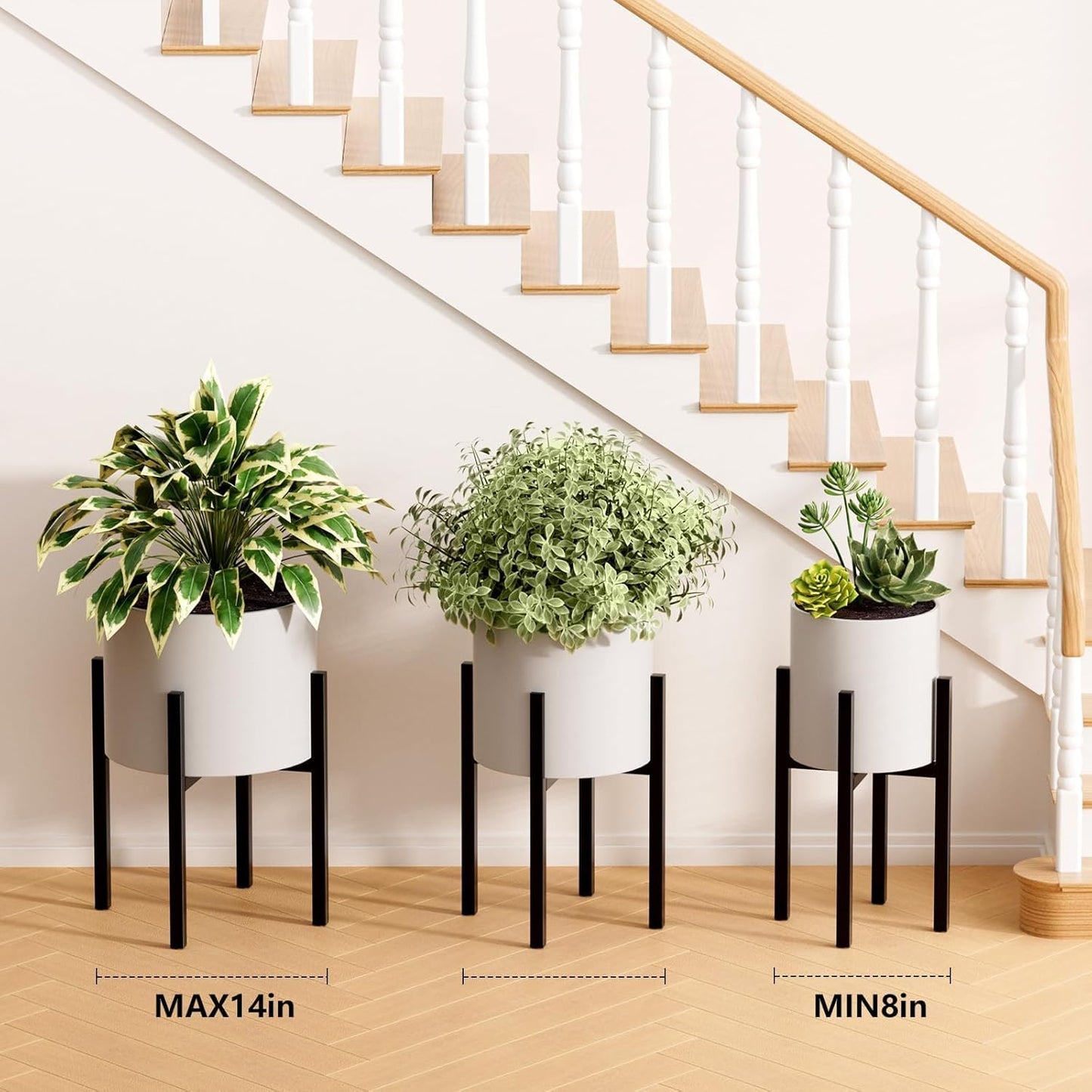 Urban Deco Adjustable Metal Plant Stand Outdoor & Indoor Planter With Stand Fits for 8-14 Inch Plant Holder Mid Century Modern Flower Stand Corner Outdoor Plant Stands for Patio
