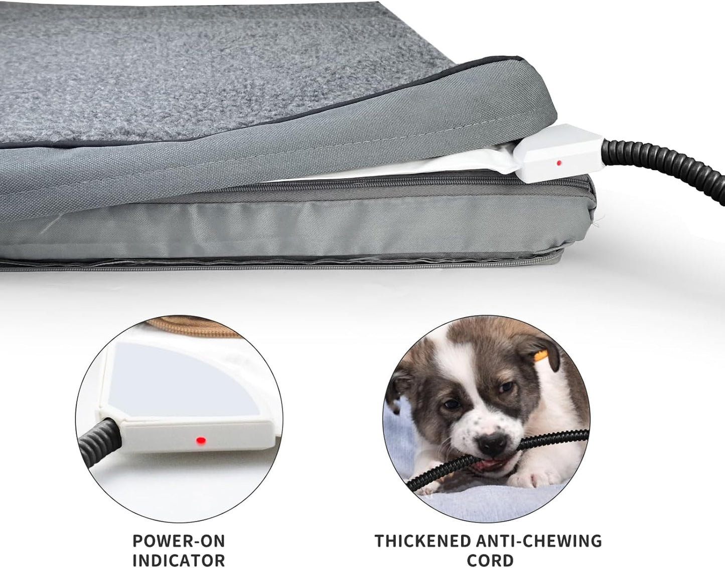 Heated Pet Beds for Indoor/Outdoor Cat & Dog Orthopedic Foam Warming Cat Beds Auto Temperature Control, Washable Cover with Waterproof Liner Thermo Kitty Electric Heating Bed