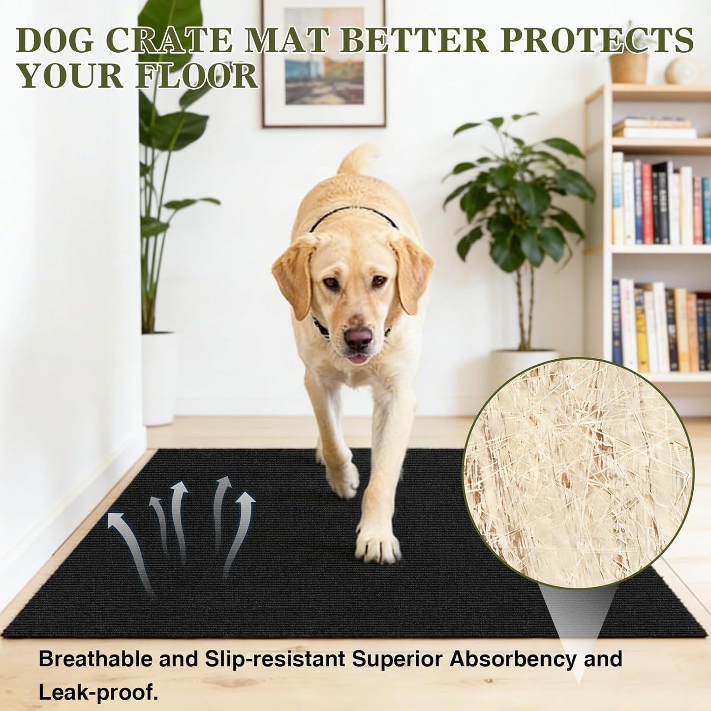 Mat for Under Dog Crate Washable Dog Crate Mat Pet Mats for Floor Waterproof Dog Mat Non-Slip Pads for Kennel Training Protect Floors (47" x 31.5" x 0.22")