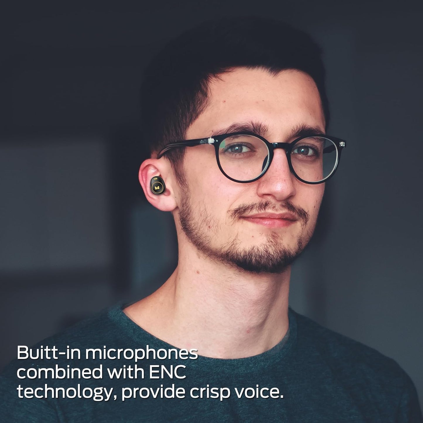 Monster Achieve 300 AirLinks Wireless Earbuds, Bluetooth 5.3 in-Ear Headphones with Charging Case, Stereo Headphones, 32H Playtime Touch Control, Built-in Mic, Clear Call, Black
