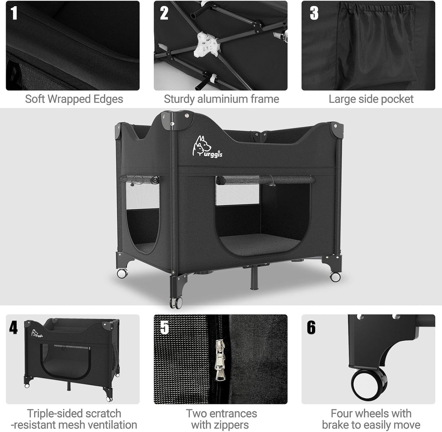 Upgraded Dog Bunk Bed, Portable Bedside Lounge Pet Bed, Dog Beds Attachment to Human Bed, Bedside Dogs Bed for Small, Medium Cats & Dogs, Pet Window Perch- Black