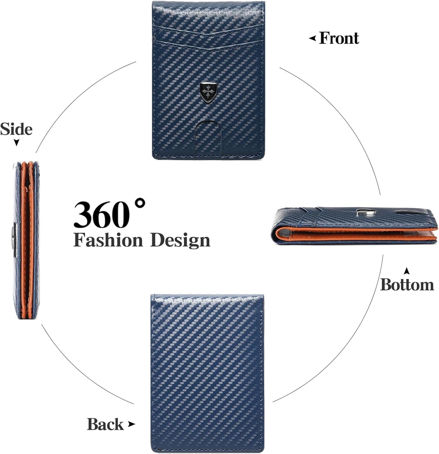Mens Wallet Leather Credit Card Holder Slim Bifold RFID Blocking Front Pockets Minimalist Wallets for Men with ID Window