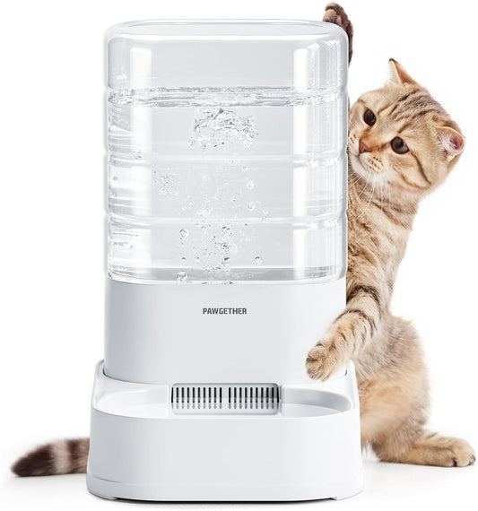 PAWGETHER® Gravity Automatic Pet Water Dispenser with 1 Filter for Cats and Small Dogs 1 Gallon/3.5L Auto Cat Waterer Dog Water Dispenser, Easy to Fill