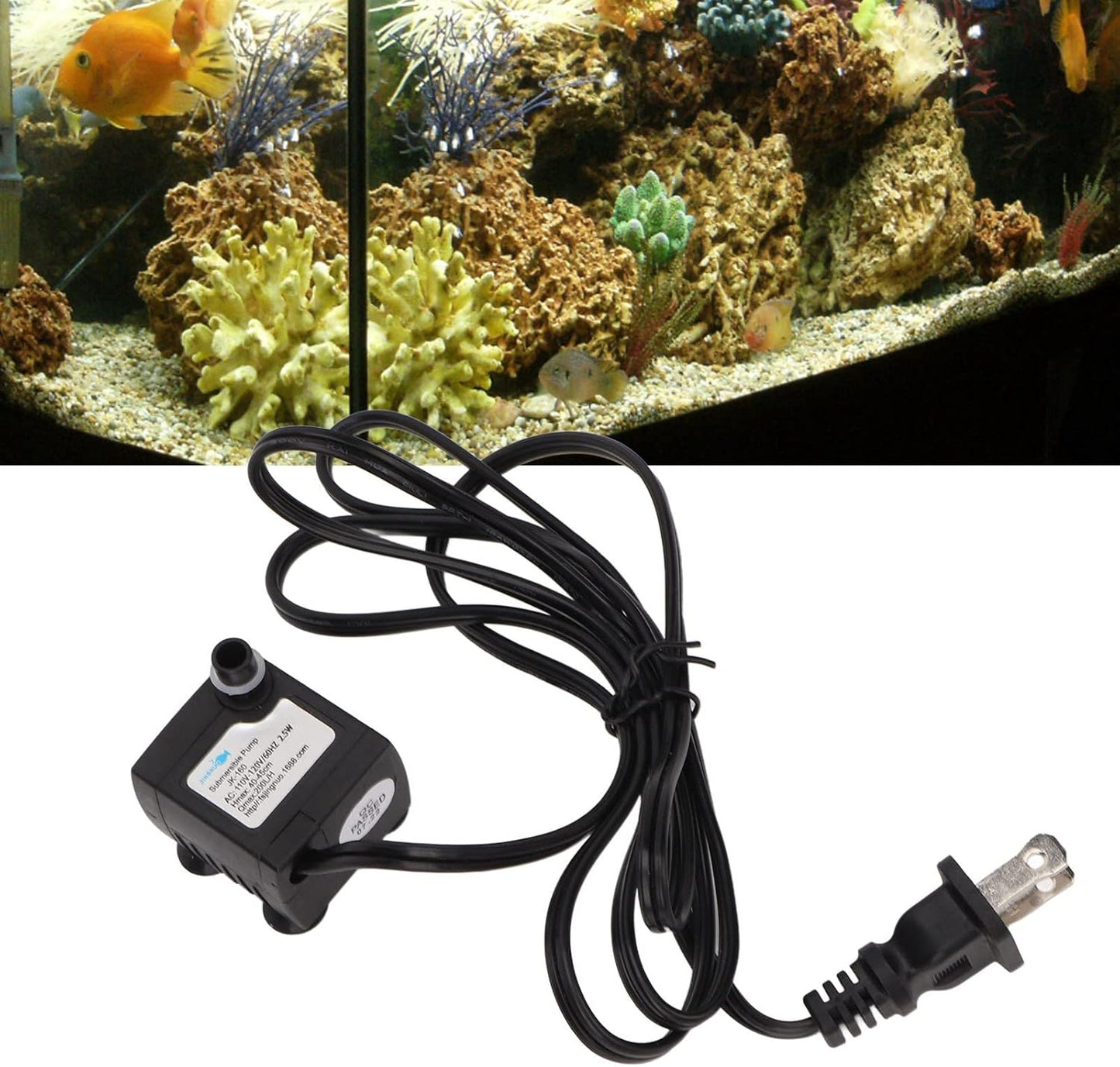 Mini Aquarium Water Pump, US Plug 110-120V Lightweight IPX8 Waterproof Pet Fountain Pump for Cats for Aquarium