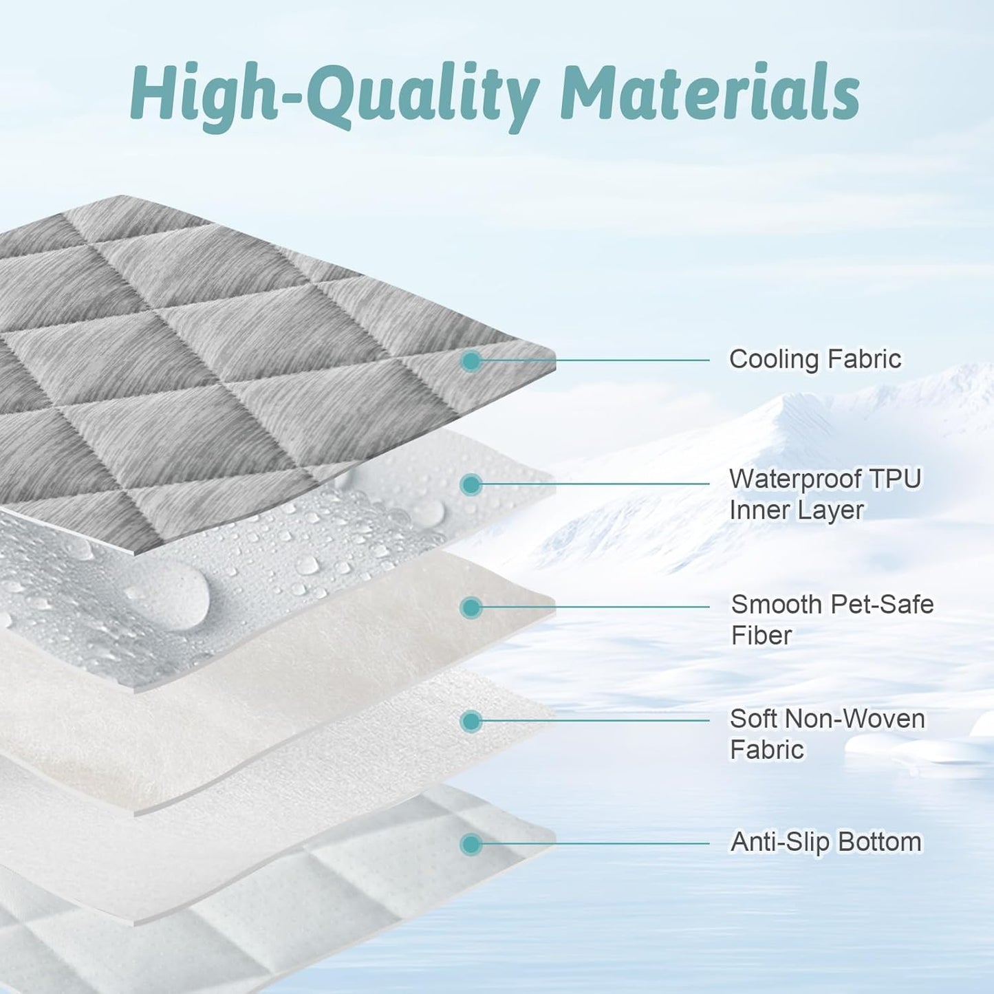 Dog Cooling Mat 32"x44" Q-Max>0.4, Waterproof Pet Cooling Pad, Leakproof & Non-Slip Dog Bed Cover, Washable Cooling Blanket for Medium Dogs, Crate, Sofa, Floor(Gray)