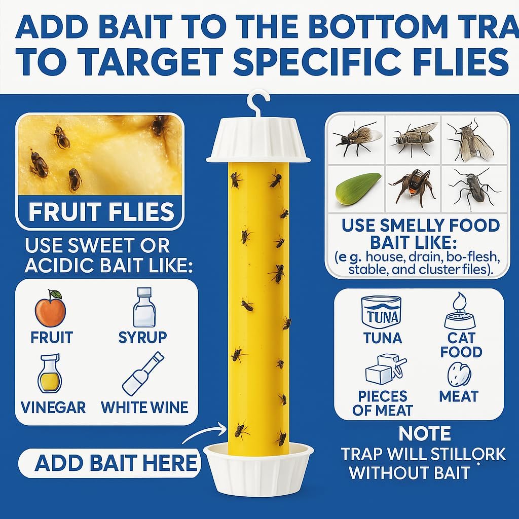 Fly Stick Sticky Fly Traps for Indoors and Outdoor Wasp Traps - Effective Pest Control 4 Pack