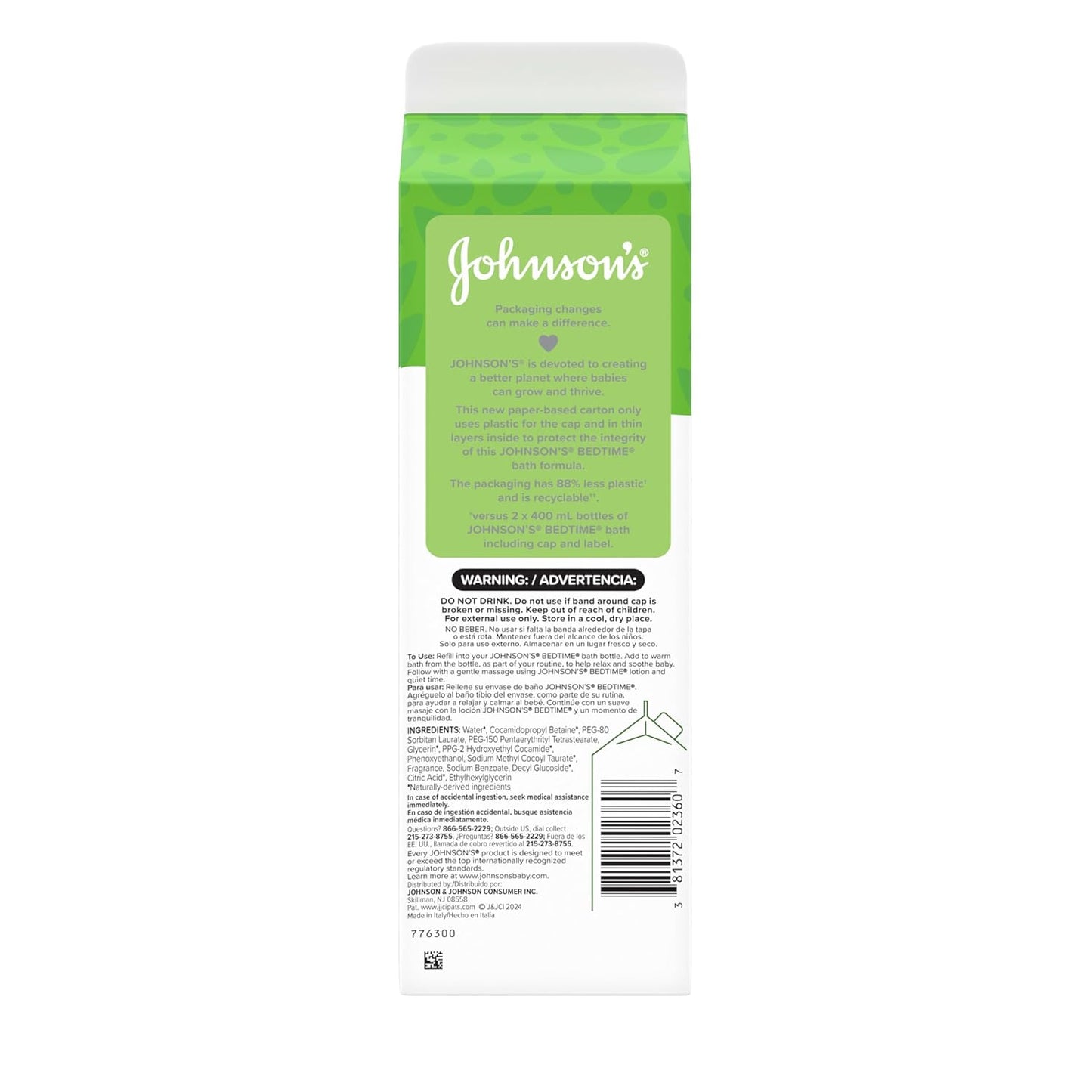 Johnson's Baby Bedtime Bath with Relaxing & Soothing NaturalCalm Aromas, Hypoallergenic, Gentle & Tear-Free Nighttime Baby Bath Essential, Floral Scent, Value Size Refill, 33.8 fl. oz