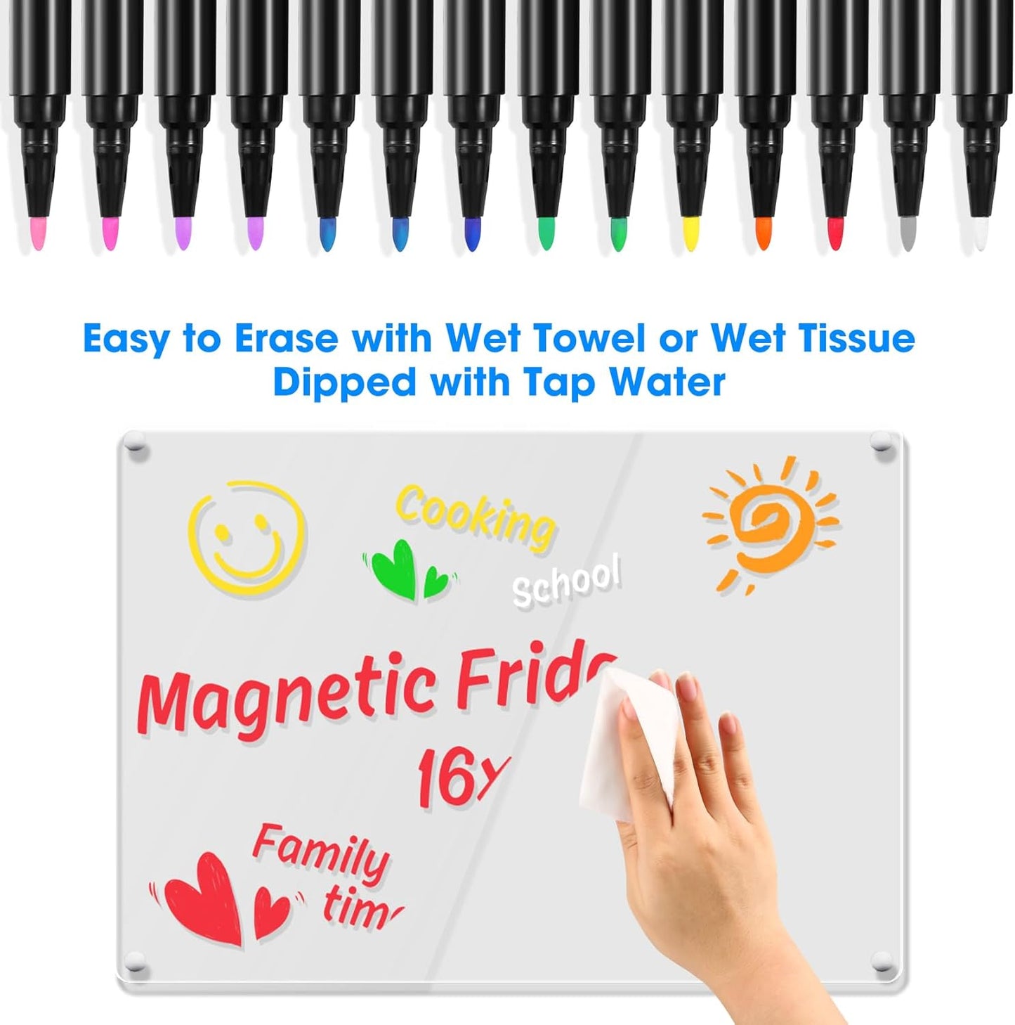 Liquid Chalk Markers for LED Drawing Note Board Acrylic Calendar Planning Board Clear Glass Dry Erase Whiteboard Window Mirror Christmas Holidays Painting, 14 Pack, 12 Vibrant Colors, 1mm Fine Points