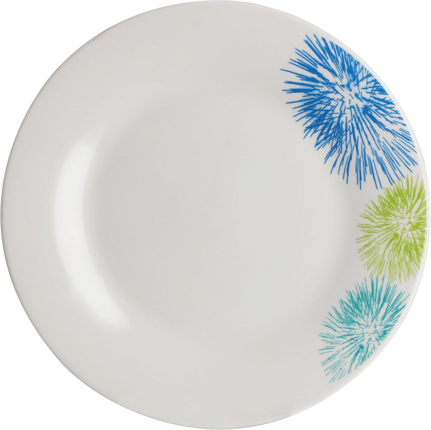 Gibson Home Blue Meadow 12 Piece Fine Ceramic Dinnerware Set in White with Colored Accents