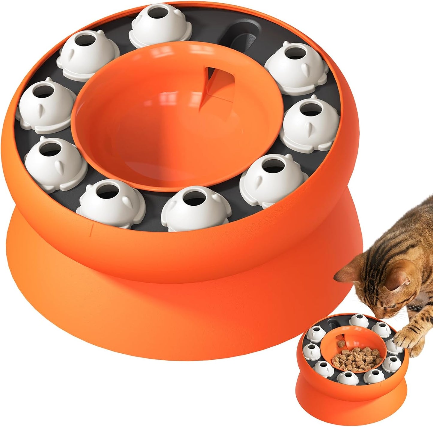 Cat Puzzle Feeder Slow Food Bowl–Interactive Slow Feeder Toys for Indoor Cats, Treat Dispensing Toy to Control Eating, Prevent Overeating & Enrichment Feeding