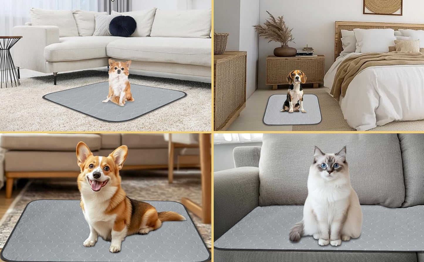 Washable Pee Pads for Dogs,2 Pack Reusable Puppy Pads for Dogs,18x24 Non-Slip Waterproof Pet Training Pads for Crate, Playpen, Bed, Sofa,Whelping Box, Potty Training