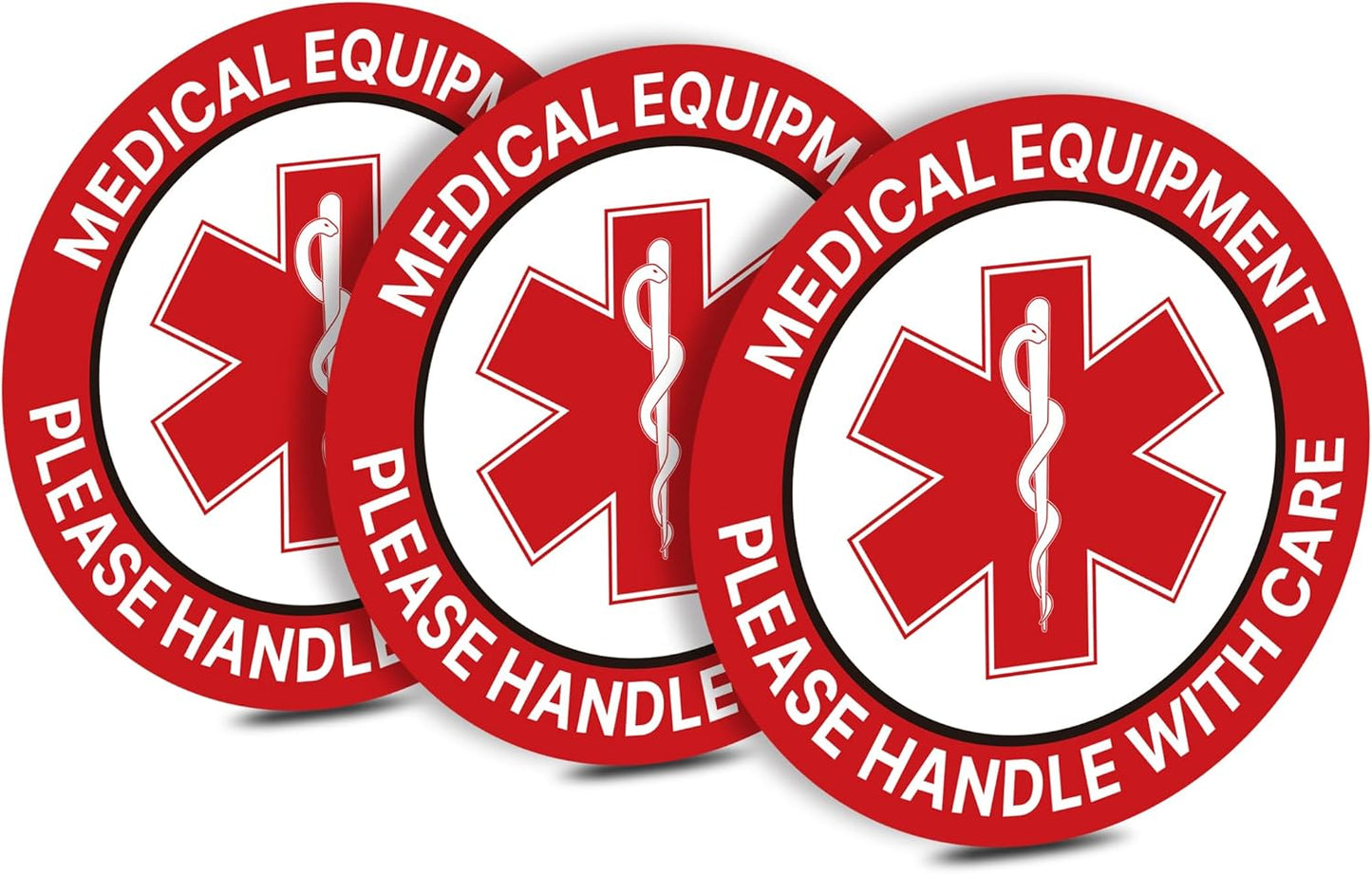 3PCS Medical Equipment Alert Luggage Sign Stickers, Waterproof Durable Fragile Medical Equipment Inside/Handle with Care Lables for Medical Supplies,Luggage, Cases, Boxes 3.9''X3.9''