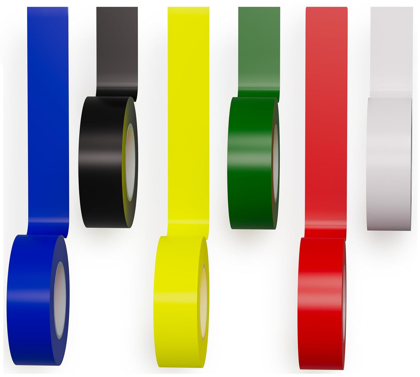 6 Pack Color Vinyl Electrical Tape, Waterproof Flame Heat & Weather Resistant IndoorOutdoor High-Temperature Professional Grade Electric Wire Colored Tape 3/4 in x 30 FT x 7 Mil E Tape