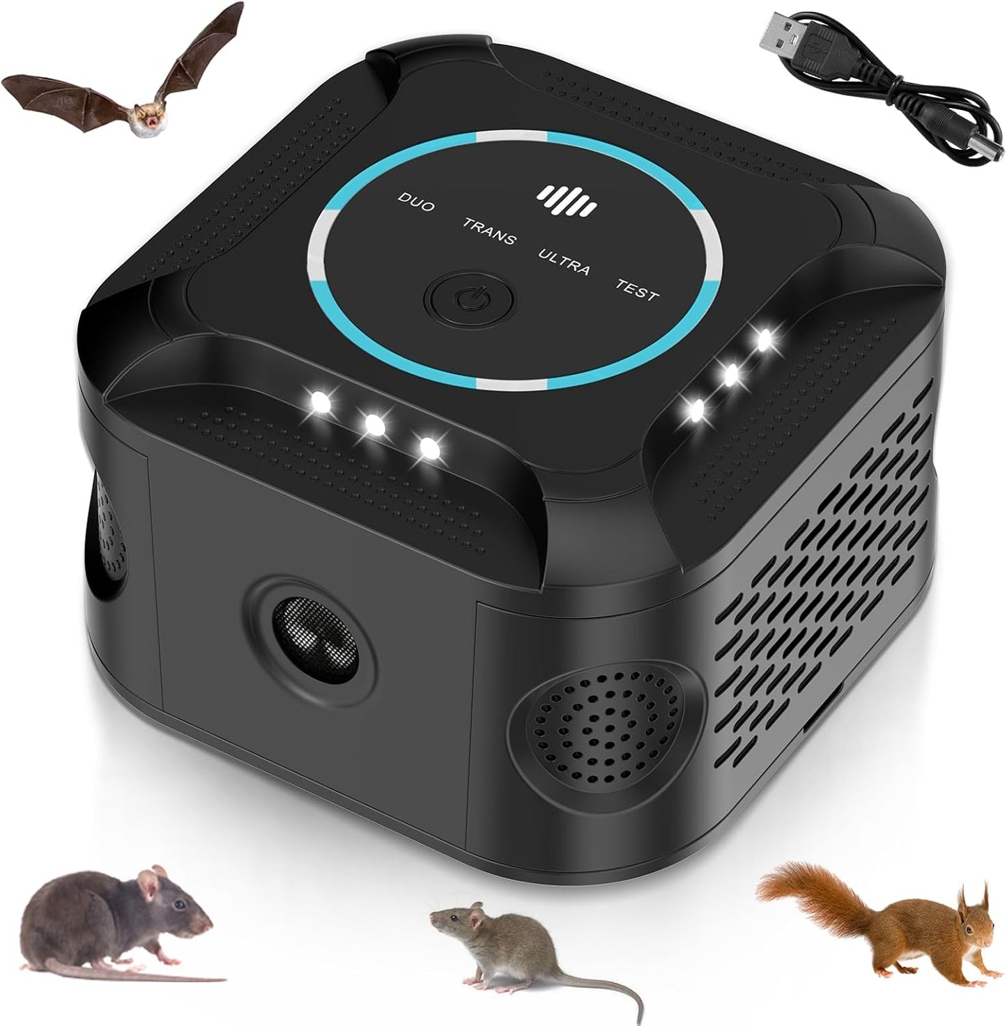 360° Ultrasonic Rodent Repellent Indoor: Upgraded Multi-Mode Mice Pest Repeller with Flashing Lights for Rat Control; Effective Mouse Deterrent for Home, Attic, Garage, Basement & Crawlspace