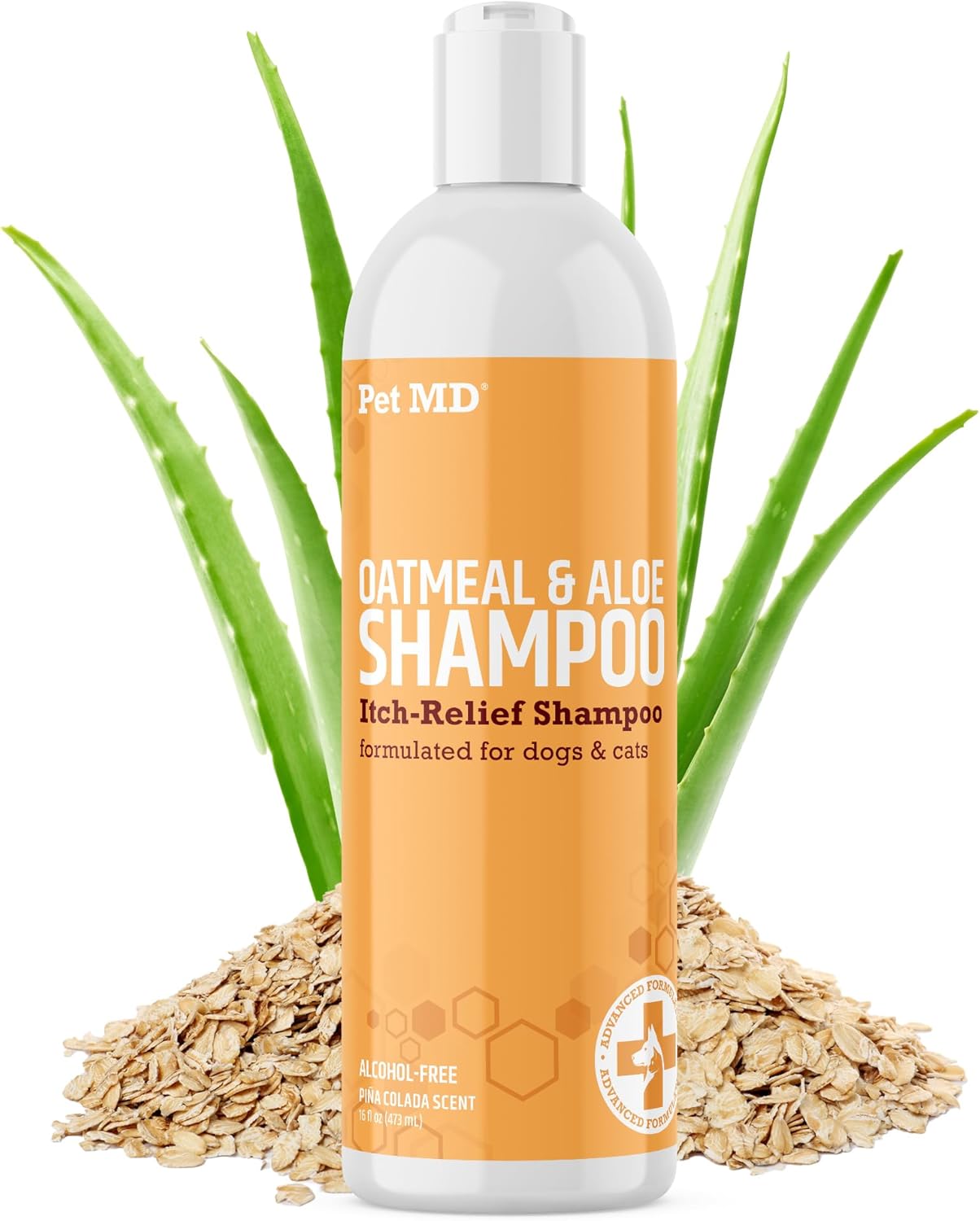 Pet MD - Oatmeal Dog Shampoo Cats and Dogs for Itch Relief and Moisturizer for Dry Skin and Coat - 16 Oz