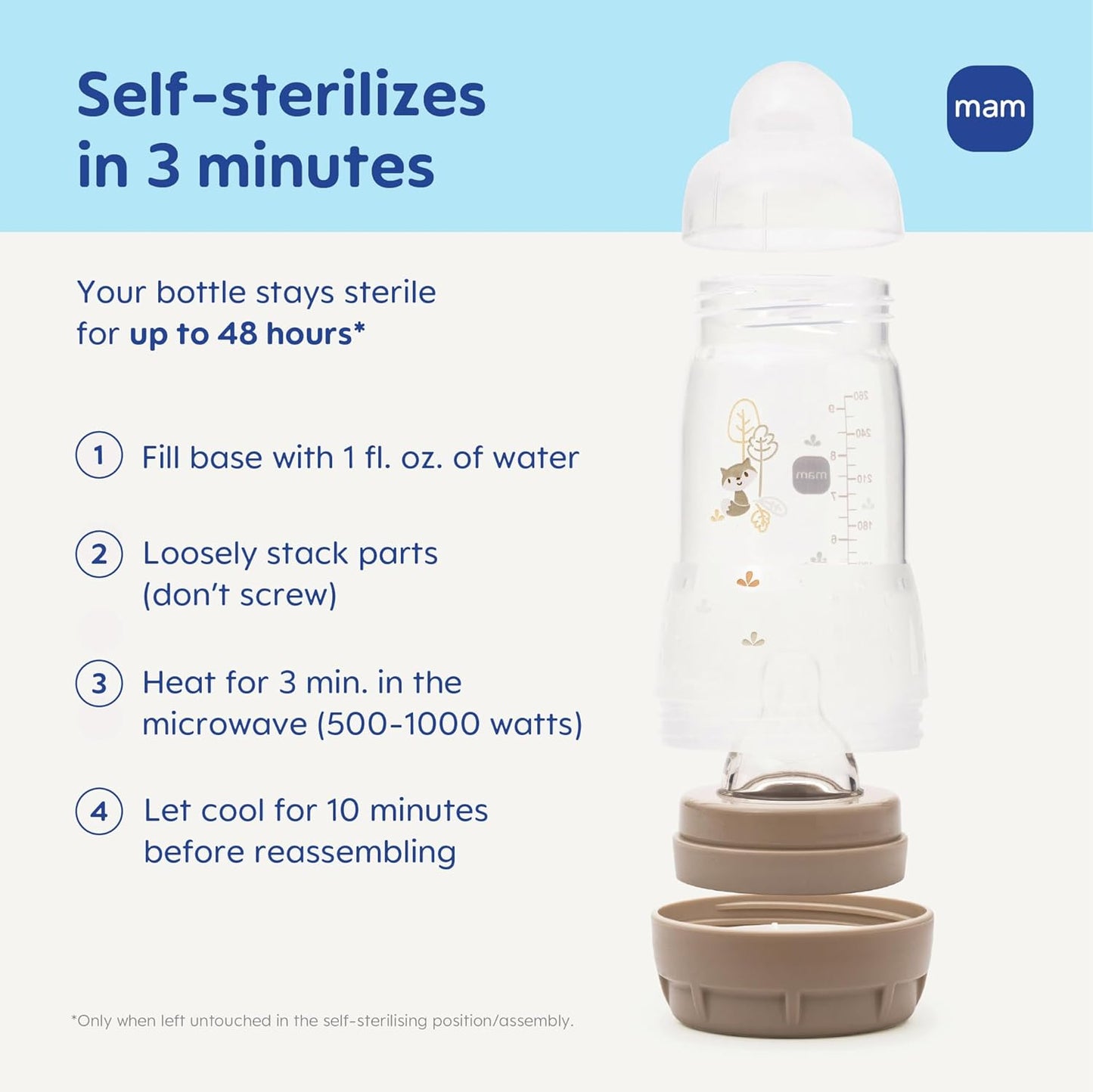 MAM 9oz Easy Start Anti-Colic Wide Neck Baby Bottle, Medium Flow Breastfeeding-Like Nipple, Reduces Colic Gas & Reflux, Easy to Clean, BPA Free, 2+ Months, Bonus Fast Flow Nipple, 4 Pack