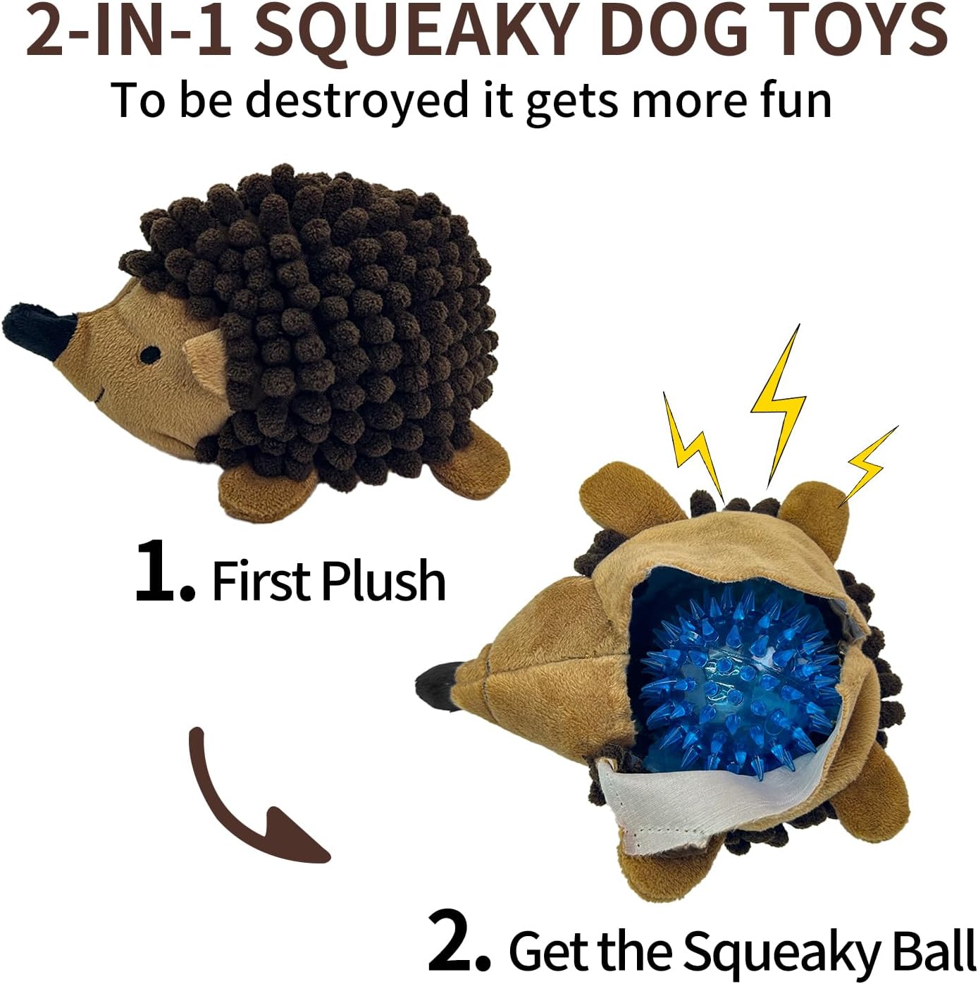 Plush Hedgehog Dog Toys 3 PCS - Squeaky No-Stuffing Hedgehog for Small and Medium Dogs - Keep Your Puppy Busy with Multi-Colored, Suitable for Indoor and Outdoor Throwing Play