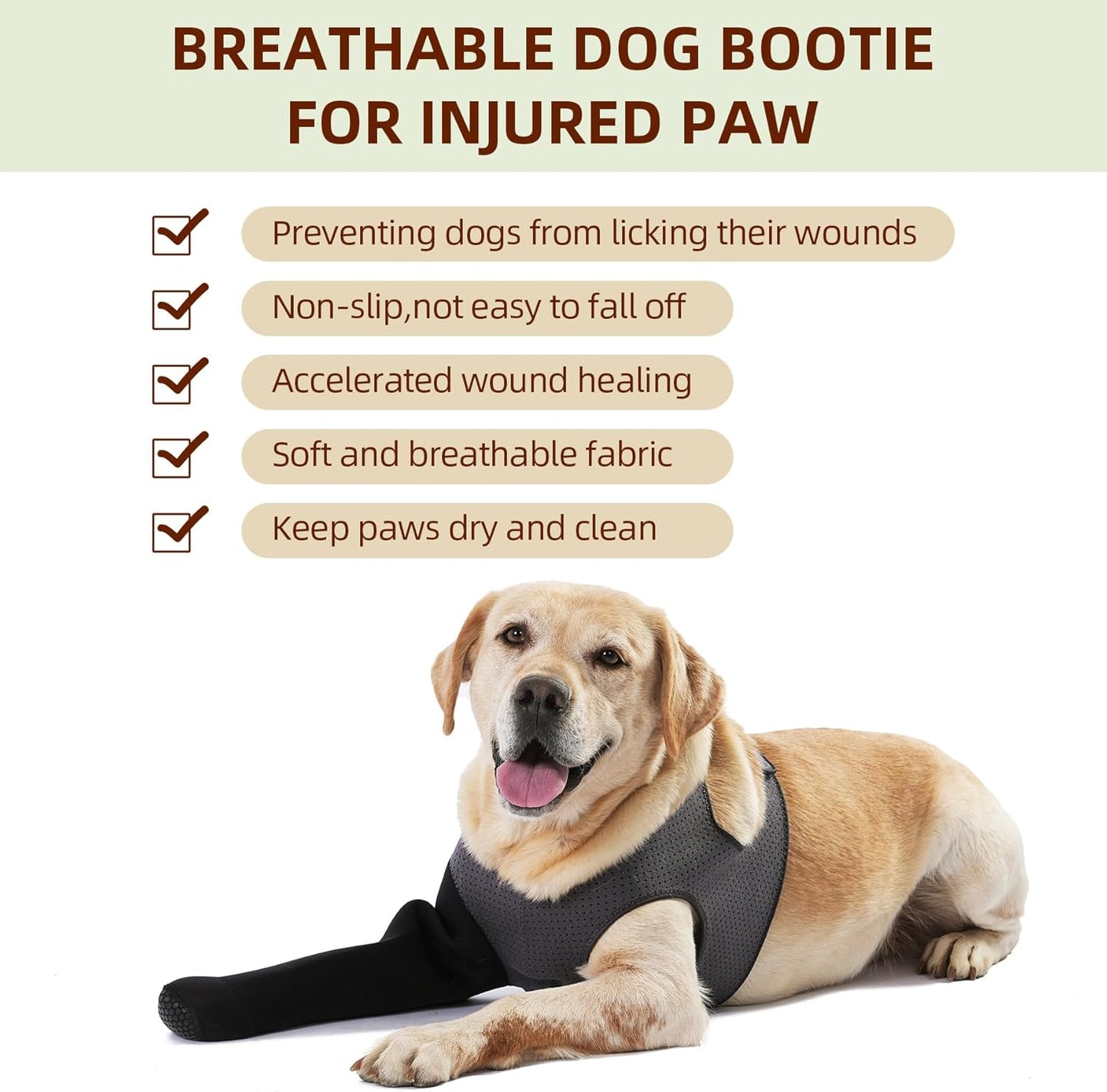 Dog Socks to Prevent Licking Paws ，Breathable Dog Leg Sleeve to Stop Licking and Biting， Firm and Secure Protect Wounds Dog Recovery Sleeve Socks(L-Left)