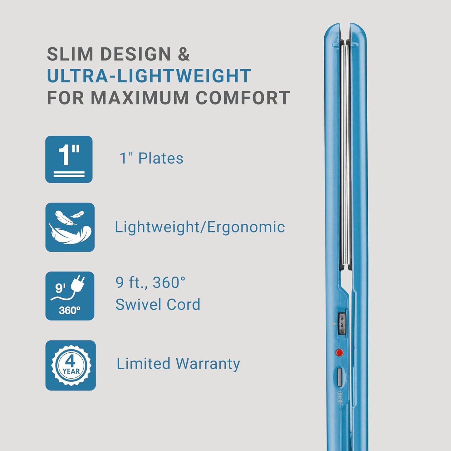 Nano Titanium Ultra-Thin Hair Straightener, Professional Flat Iron, 5-Inch Extended Plates for Faster Straightening, for All Hair Types