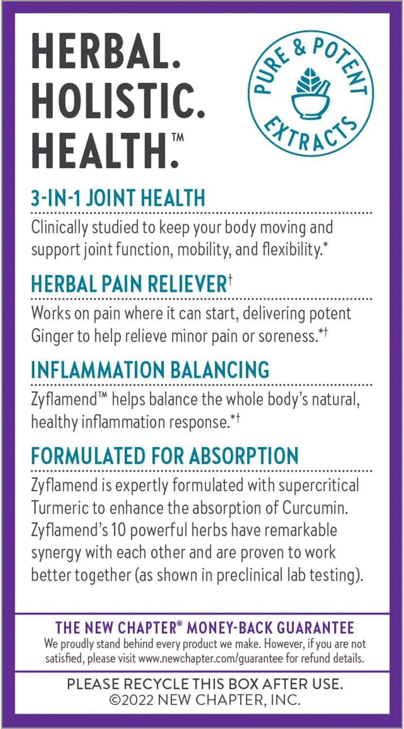 New Chapter Zyflamend™ Joint Supplement & Herbal Pain Relief – 10-in-1 Superfood Blend with Turmeric, Ginger & Green Tea - for Healthy Inflammation Response, Mobility & Flexibility, 180 Capsules