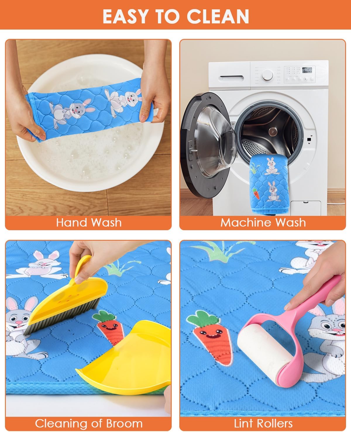 Bissap 2 Packs Guinea Pig Cage Liners, 48''X24'' Washable Guinea Pig Pee Pads Non Slip Reusable Fast and Super Absorbent Bedding for Small Animals Rabbit Hamster Chinchillas Rat - Blue