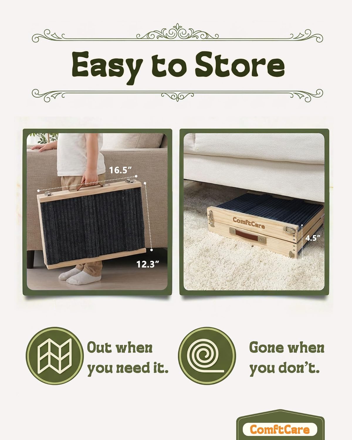 Adjustable Dog Ramp for Small Dogs, Foldable Pet Ramp for Bed & Couch, Non-Slip Indoor Ramp, Portable, Joint-Friendly Design, Supports up to 35 lbs