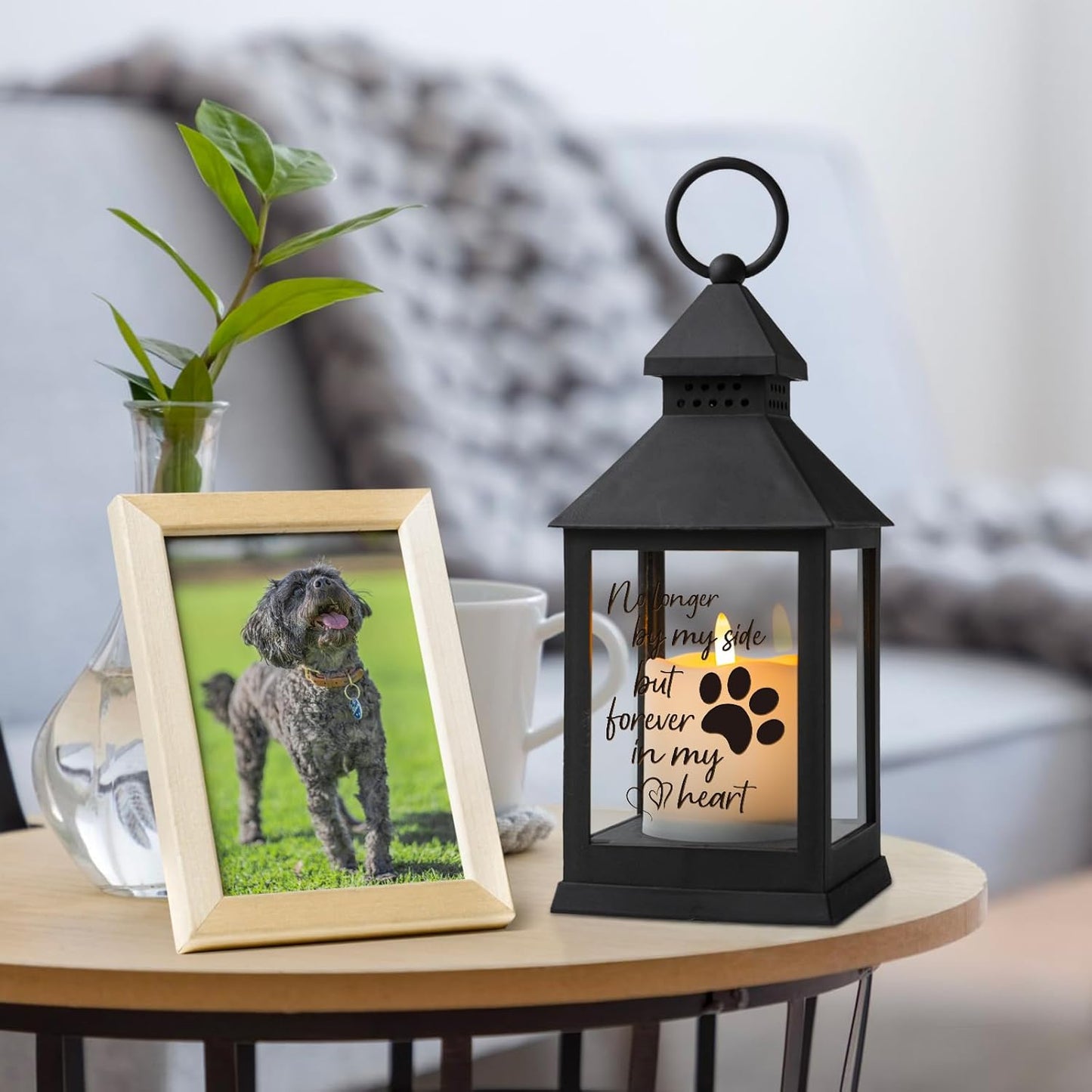 Pet Memorial Gifts for Loss of Dogs Cats Paw Print Left Memorial Lantern Sympathy Gifts Bereavement Gifts Dog Remembrance Gift in Memory of Dog Cat