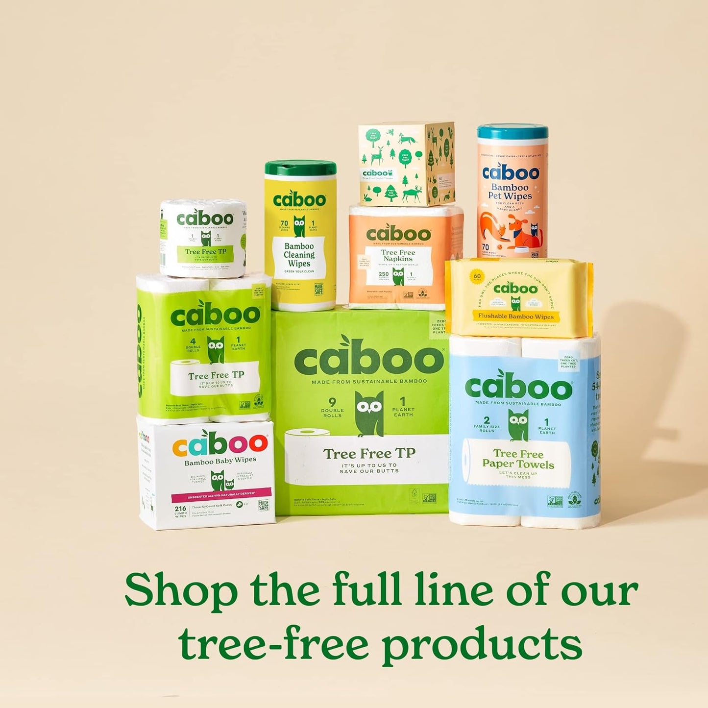 Caboo Tree Free Pet Wipes for Dogs & Cats, Natural, Deodorizing, Hypoallergenic Cleaning Wipes for Eyes, Ears, Paws, & Face (Unscented, 2 Canisters, Total of 140 Jumbo Wipe)