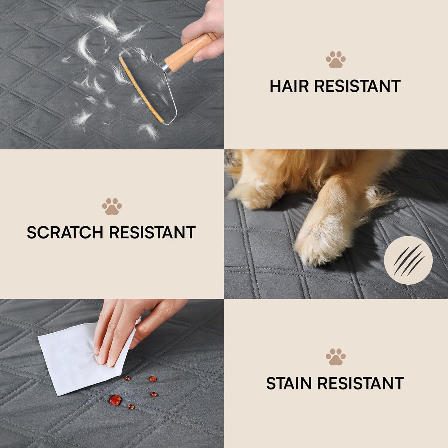 Luciphia 100% Waterproof Couch Cover Blanket for Dogs Anti-Slip Pet Couch Protector Sofa Mat Puppy Cat with Non-Slip Bottom, Grey, 40x50 Inch