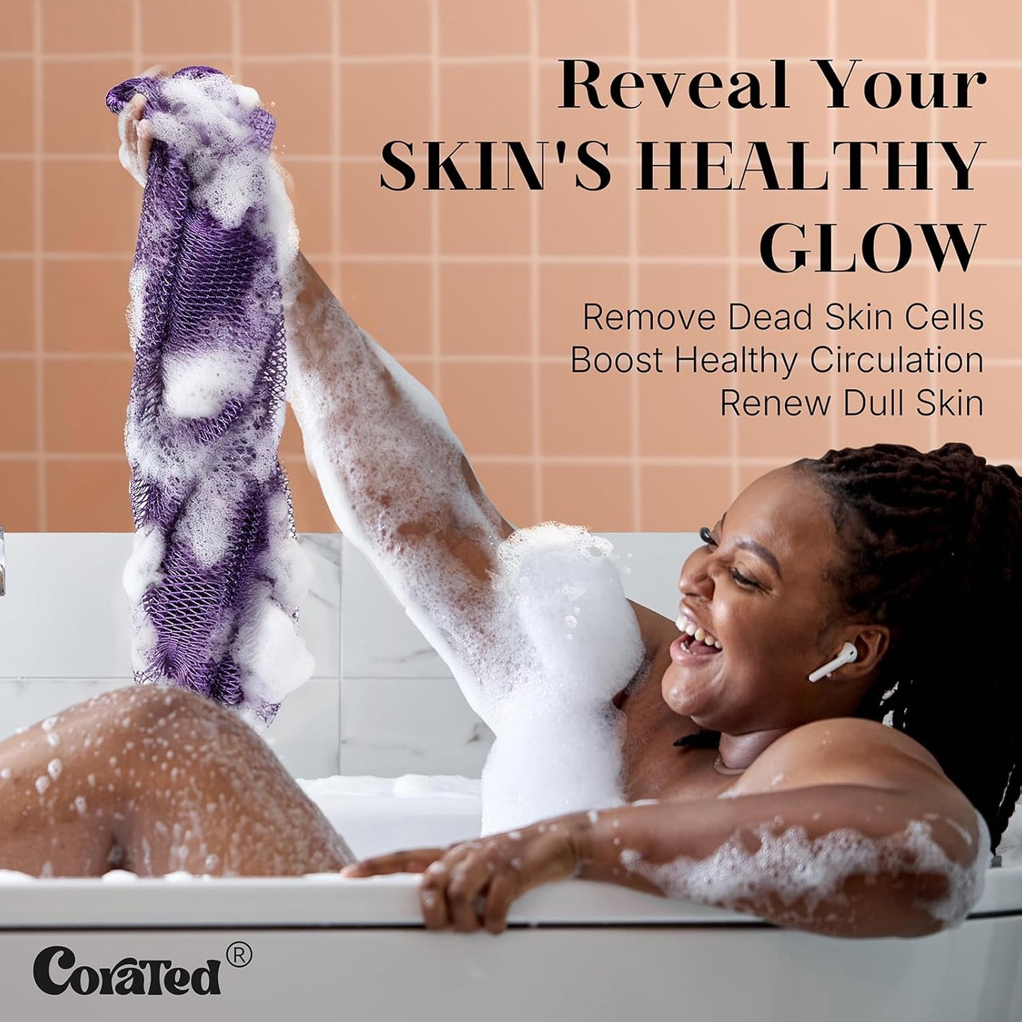 CORATED African Net Sponge Authentic, Shower Loofah Exfoliating Bath Sponge, Body Scrubber for Women and Men Daily Use Body Care, Travel Portable Bath Accessories Spa Gifts