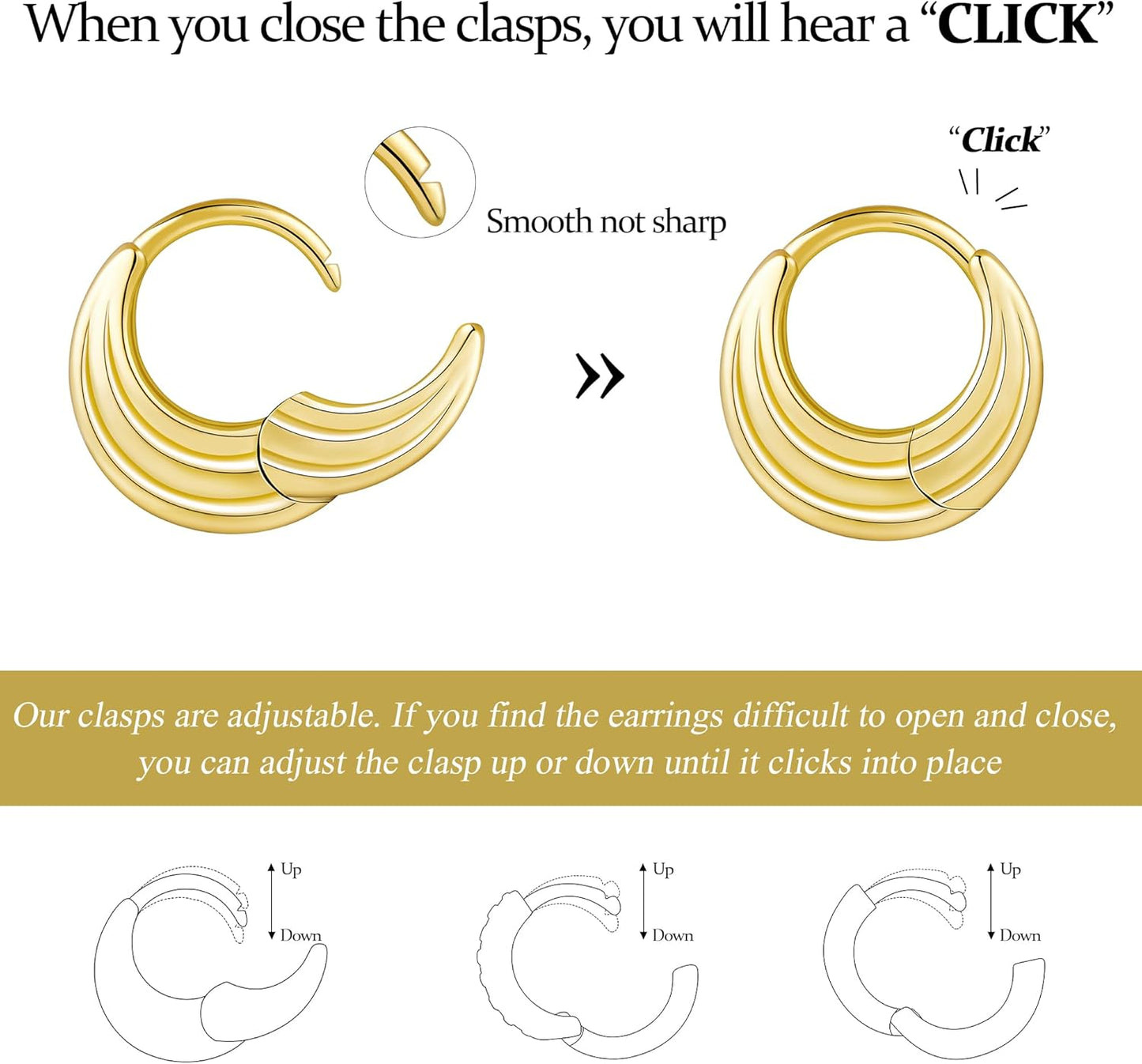 Small Sterling Silver Huggie Hoop Earrings Set for Women, Hypoallergenic 14K Gold Plated Hoops Stacks for Multiple Piercings, Dainty Cute Mini Lightweight Cartilage Studs Trendy Jewelry Gift