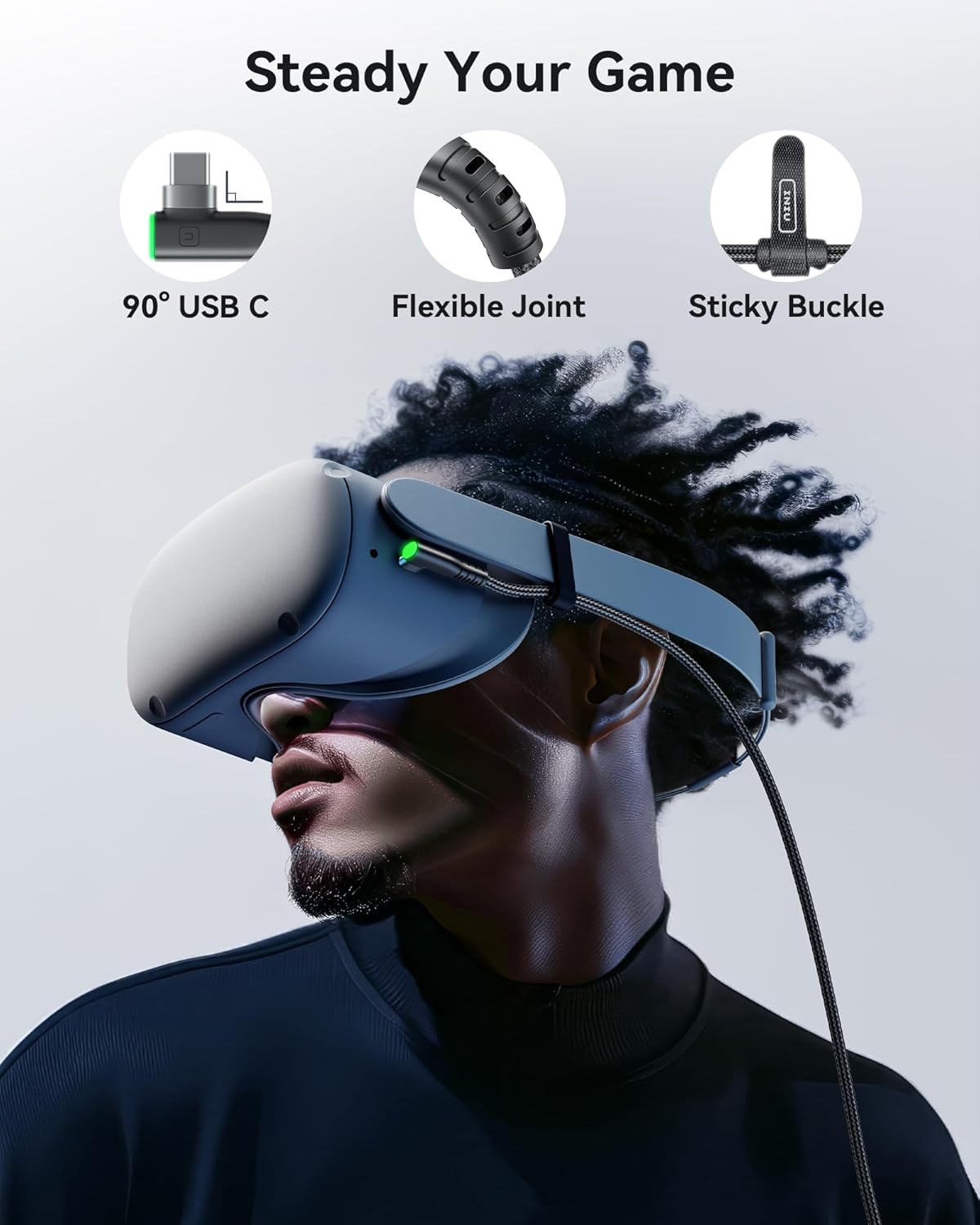 INIU Link Cable, [16FT 5m] VR Cable USB 3.0 High Speed Type C Charger Cable Fast Charging While Playing,USB to USB C Cable for Meta Oculus Quest 3S 3 2 Pico 4 Accessories and Gaming PC Steam VR