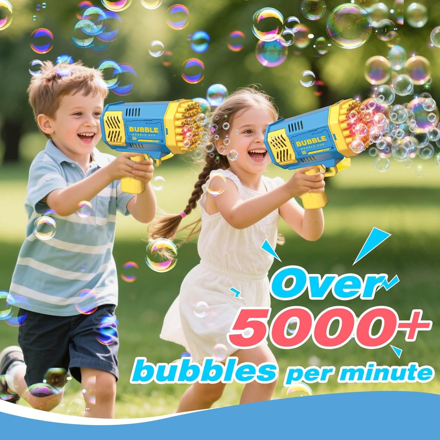 JONEG Toys for 3-8 Year Old Boys Girls: 2 Pack Bubble Machine for Kids with Bubble Solution, Gifts for 3 4 5 6 7 8 Years Old Boy Birthday Toy for Kid Toddlers Ages 4-6 Outdoor Wedding Bubbles Wands