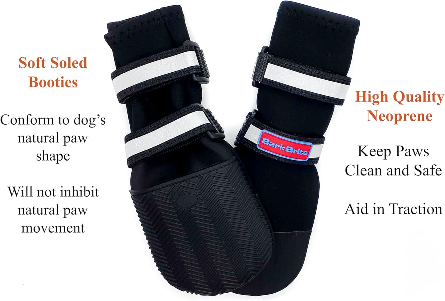 All Weather Neoprene Paw Protector Dog Boots with Reflective Straps in 5 Sizes! (XXL (4.5x4.5 in.))