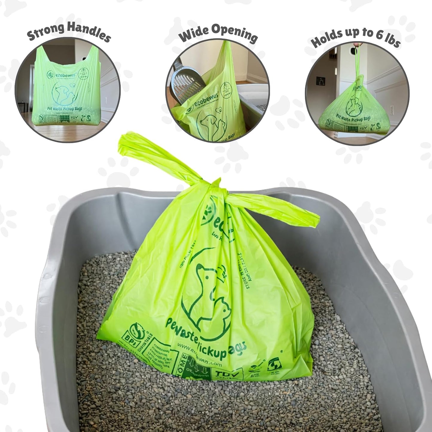 100% Compostable Pet Waste Disposal Bag (140 ct.) Plant-Based Biodegradable Cat Litter Poop Waste Pick-Up Bags with Handles Dog poop Bags Disposable Compost Food Scrap Liners (140 ct.)