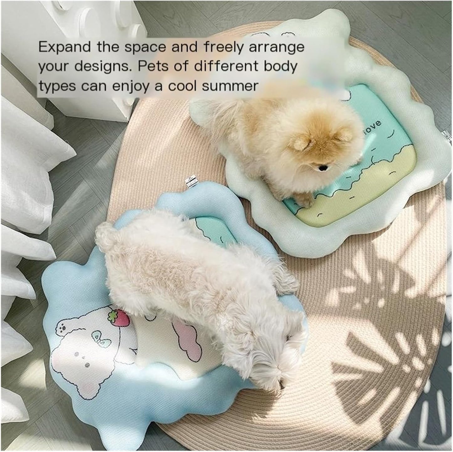 Pet Cooling mat for All Seasons, cat and Dog Kennel Sleeping for Small Dogs, Spring and Summer den for Cats and(Toffeepowder(autumnandwin),L)